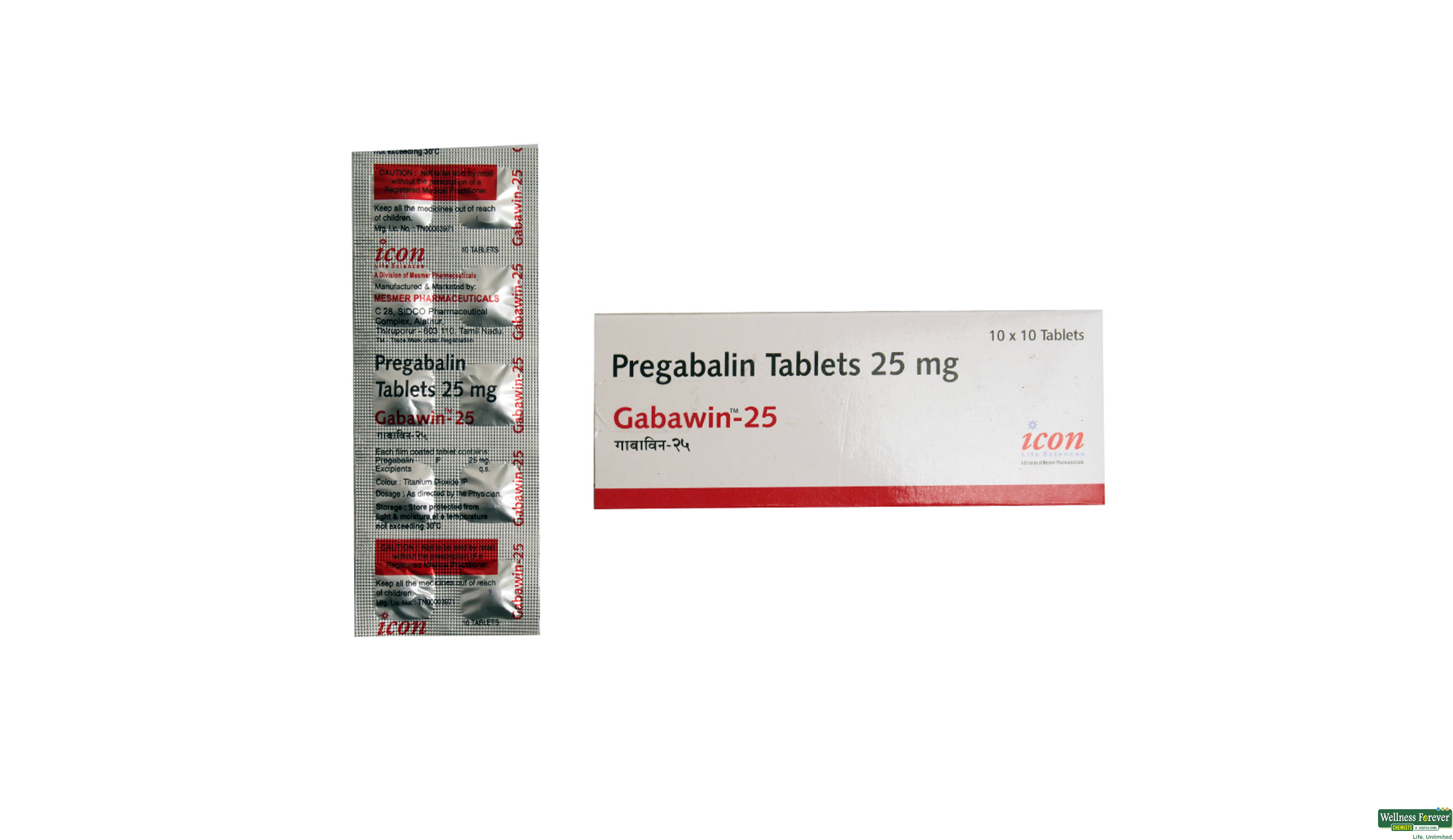 GABAWIN 25MG 10TAB- 1, 10TAB, 
