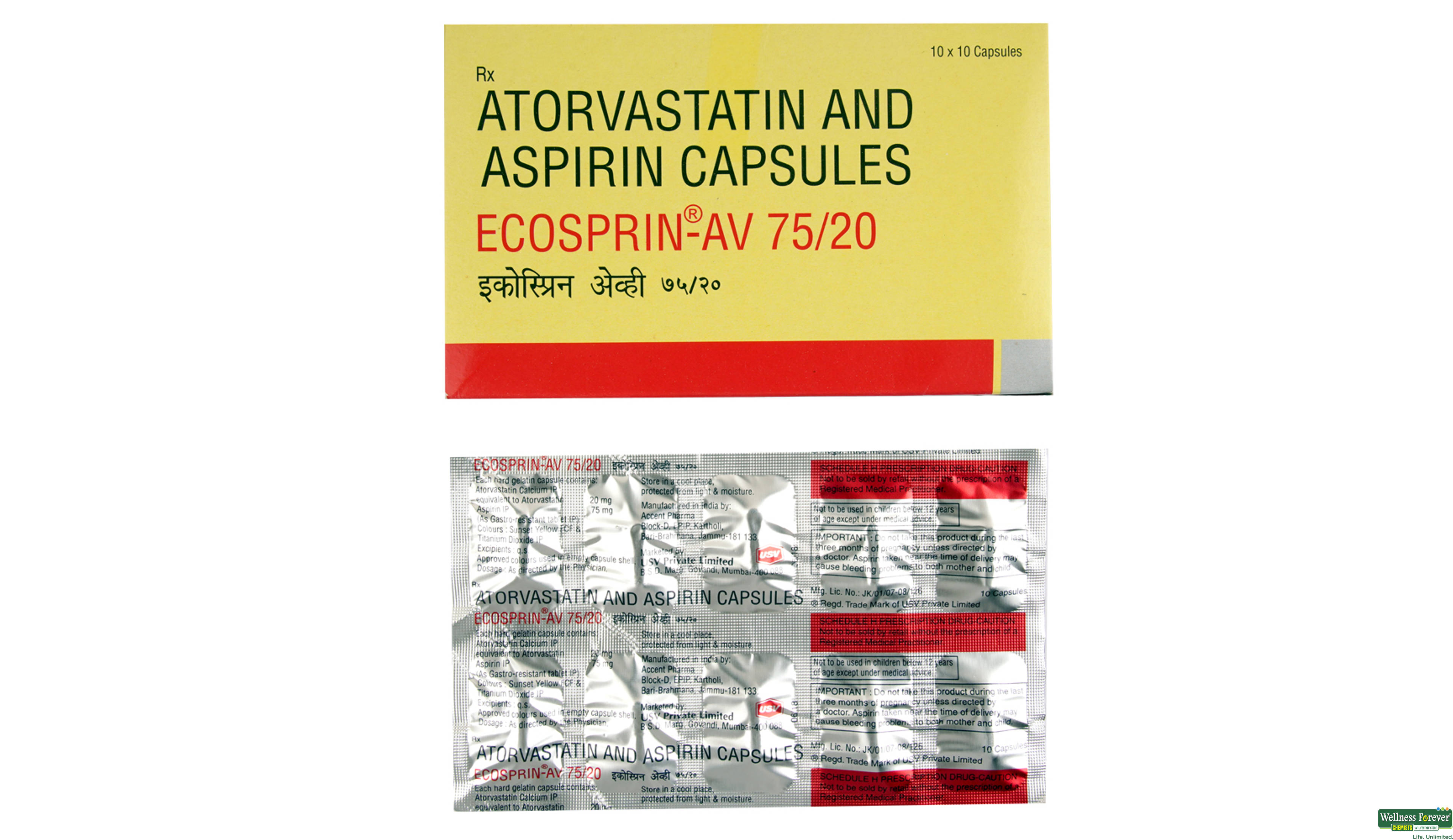ECOSPRIN-AV 75/20MG 10CAP- 1, 10CAP, 