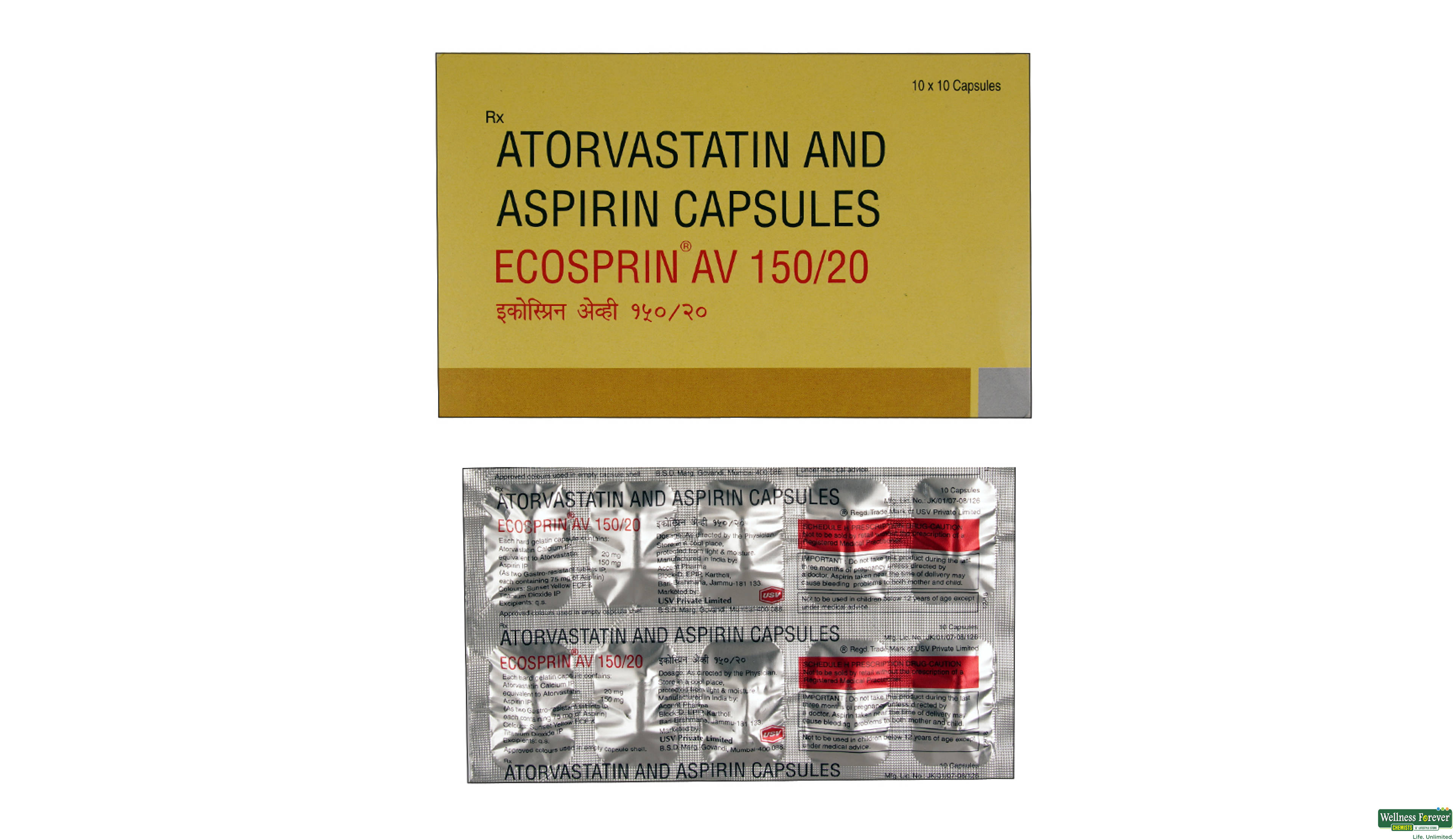ECOSPRIN-AV 150/20MG 10CAP- 1, 10CAP, 