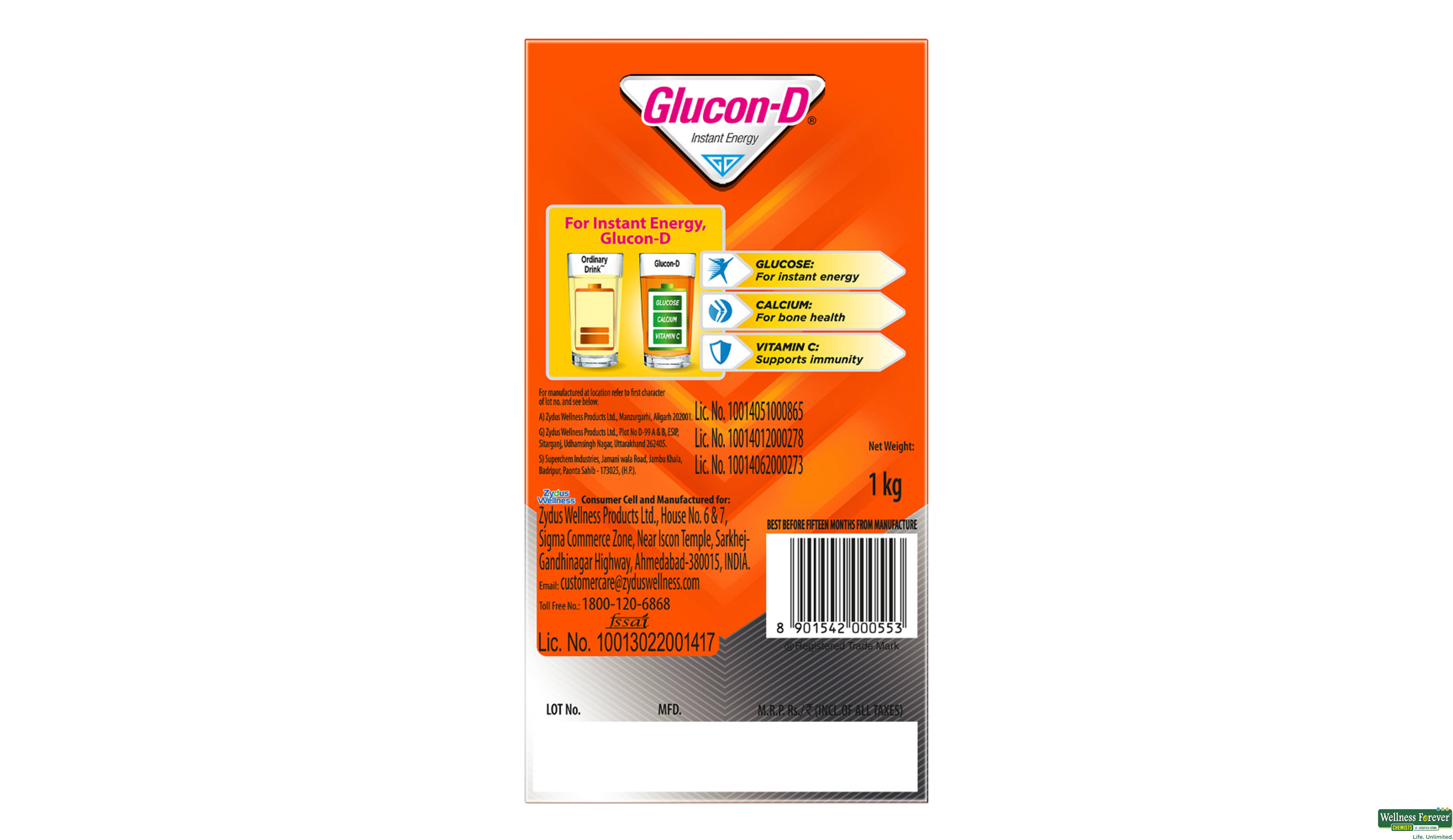 GLUCON D PWDR ORANGE REF 1KG- 3, 1KG, 