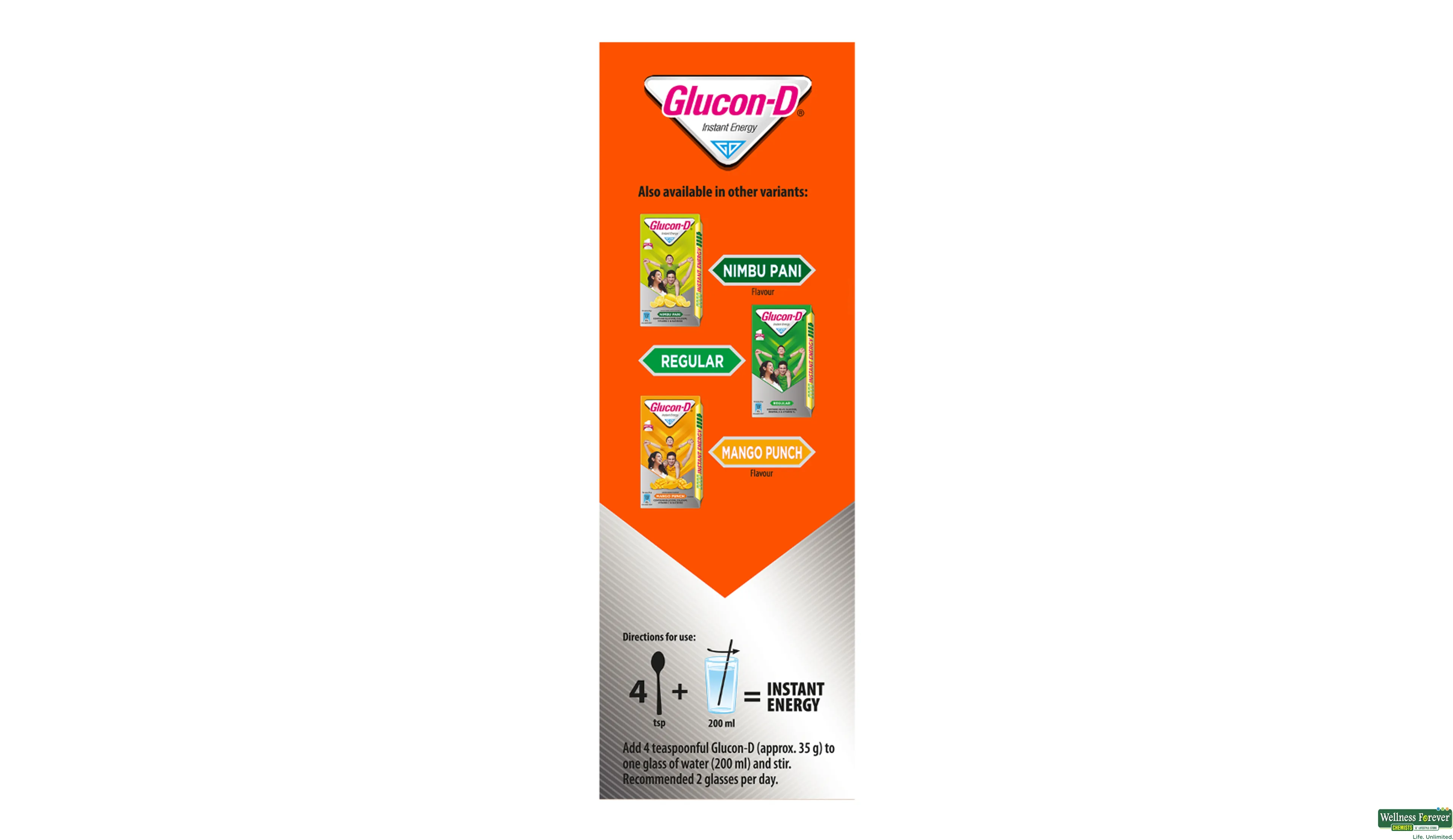 Glucon-D Instant Energy Drink Tangy Orange Flavour Powder, 400 gm Price,  Uses, Side Effects, Composition - Apollo Pharmacy