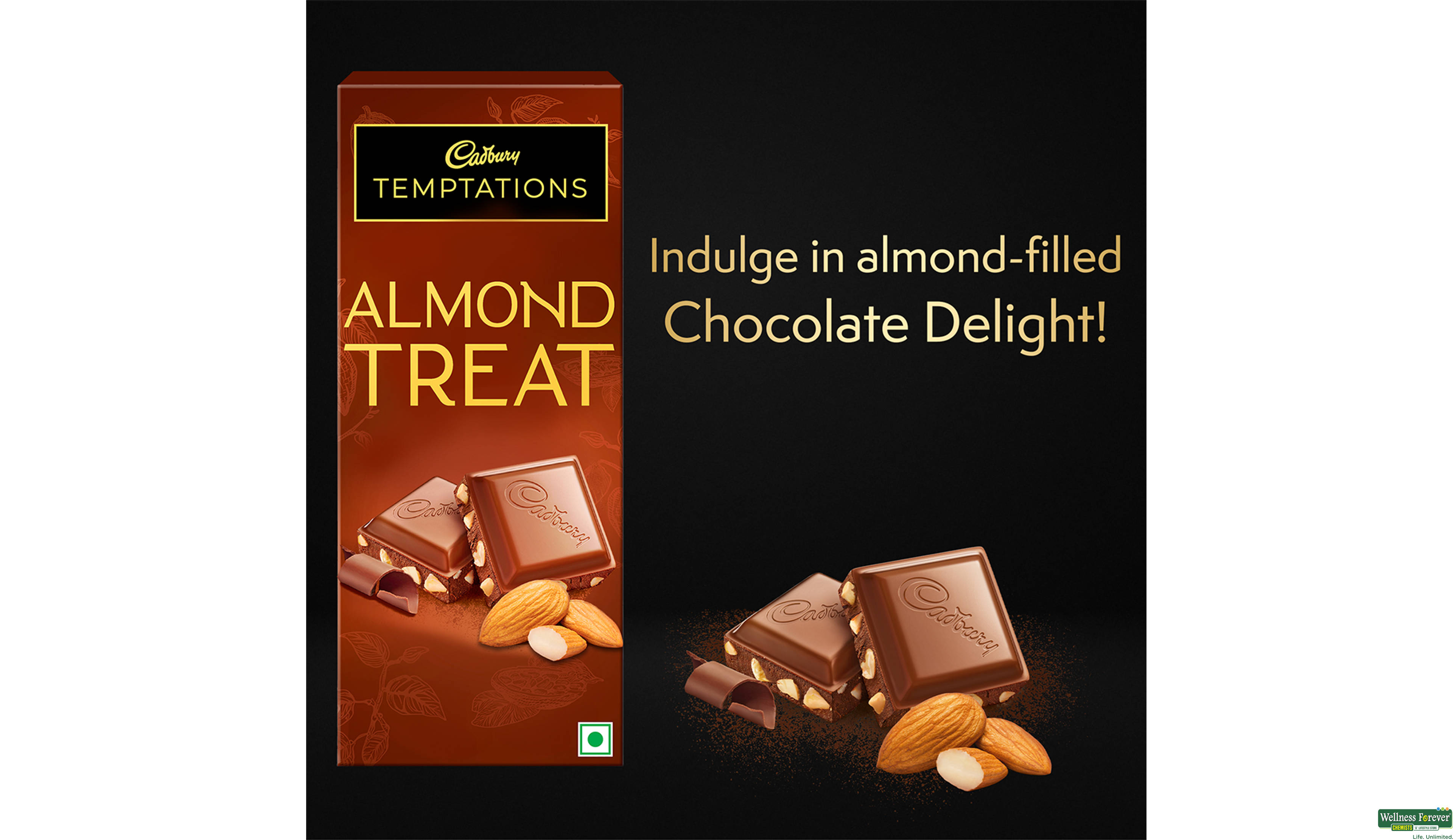 CADB CHOC TEMPTATION ALMOND 72GM- 5, 72GM, 
