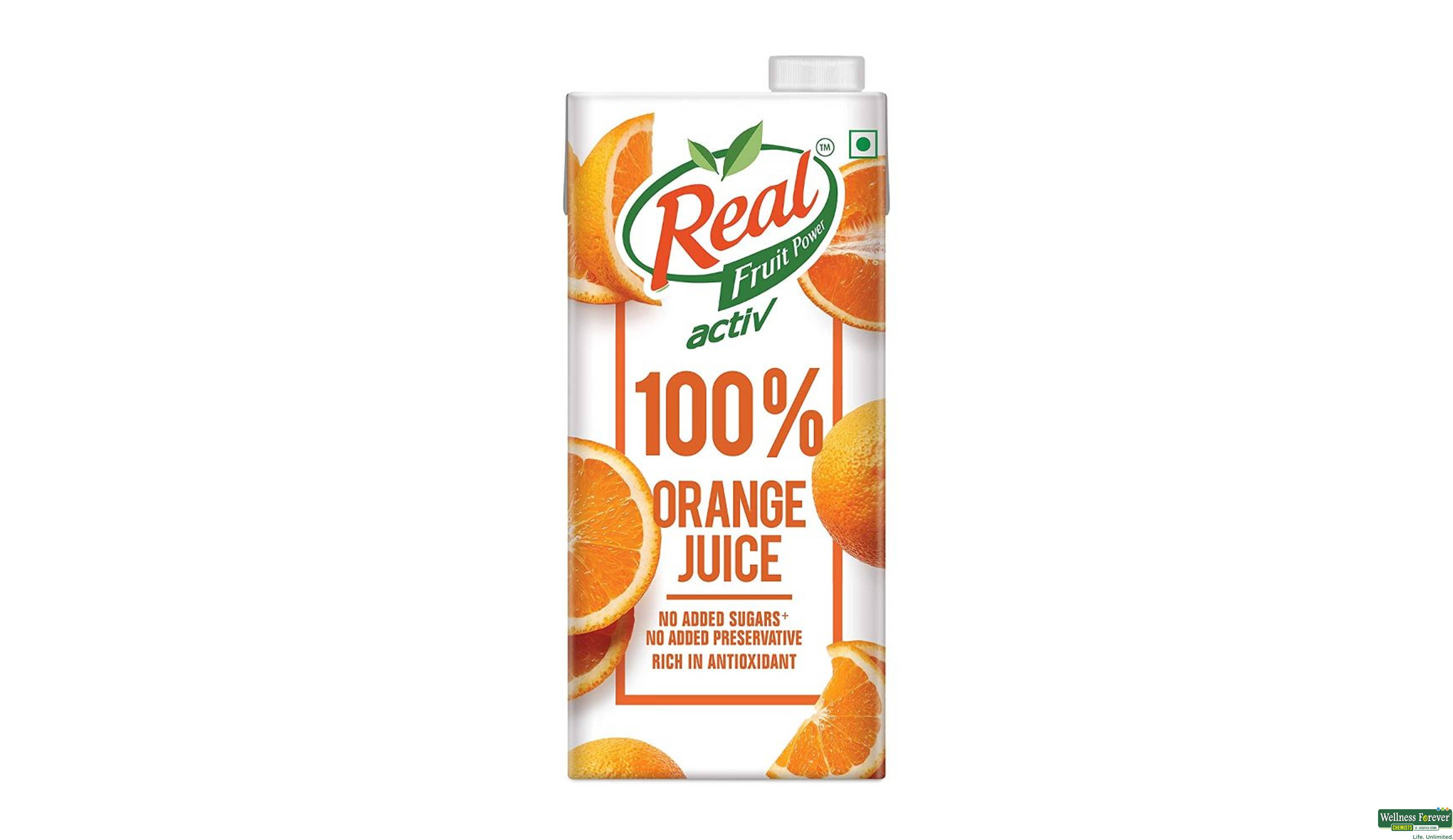 REAL JUICE ACTIVE 100% ORANGE 1LTR- 1, 1LTR, null