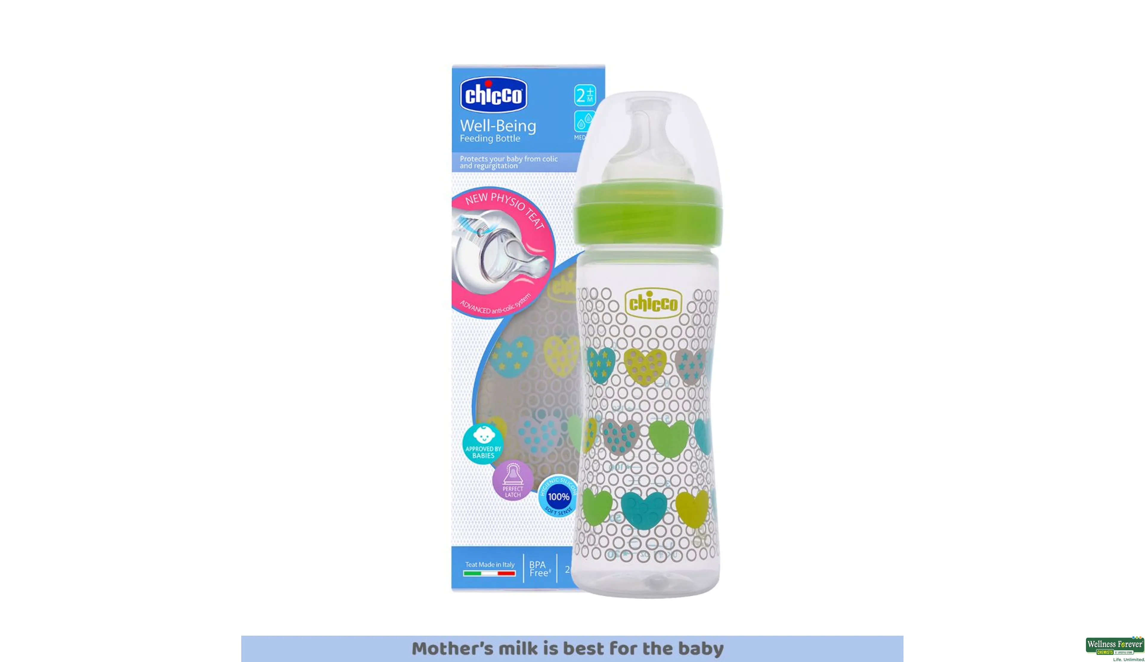 Chicco Biberon Well Being Anti-Colic System 250ml 2m+