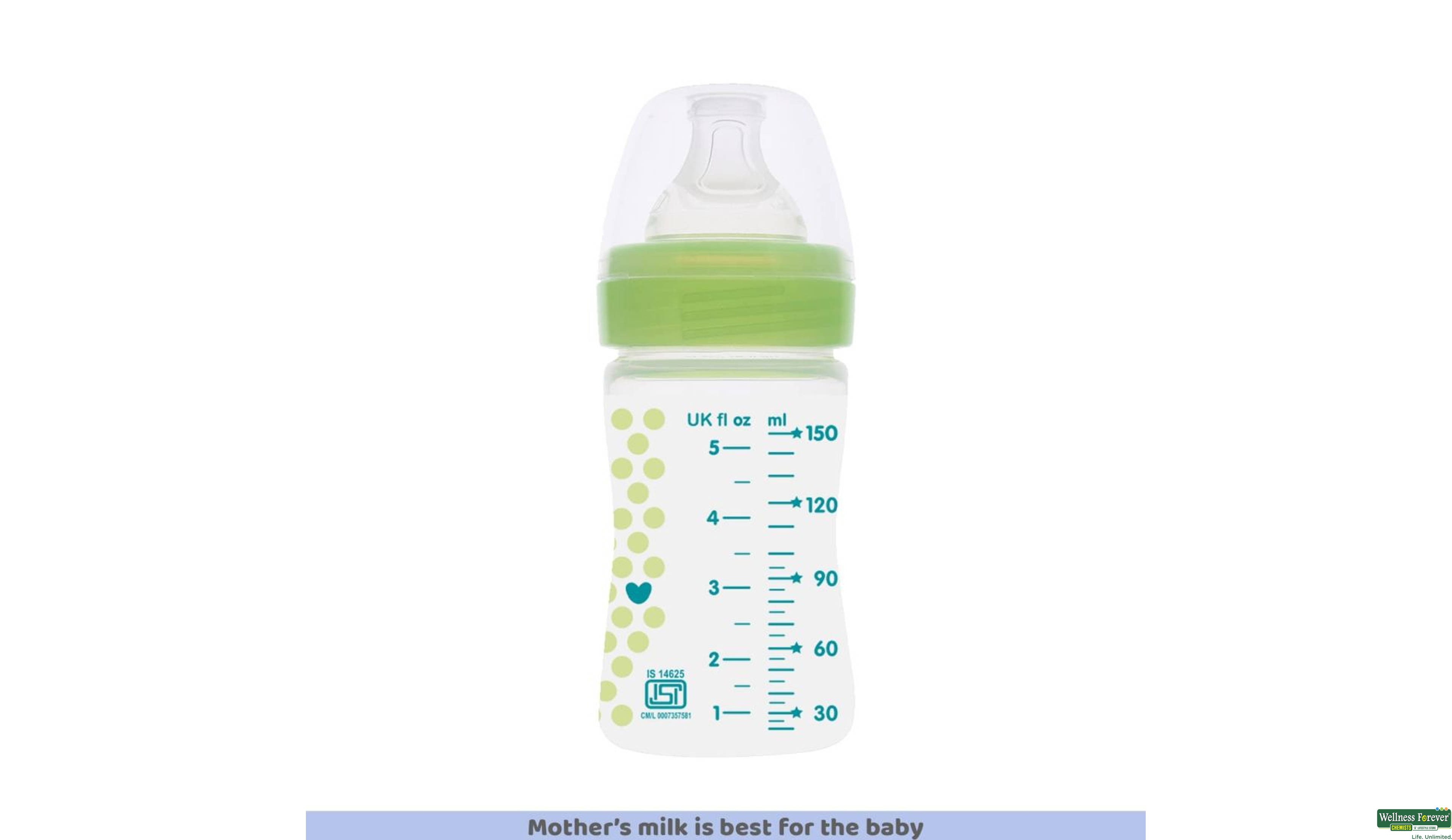 CHICCO FEED/BOTT GREEN 150ML- 2, 150ML, 