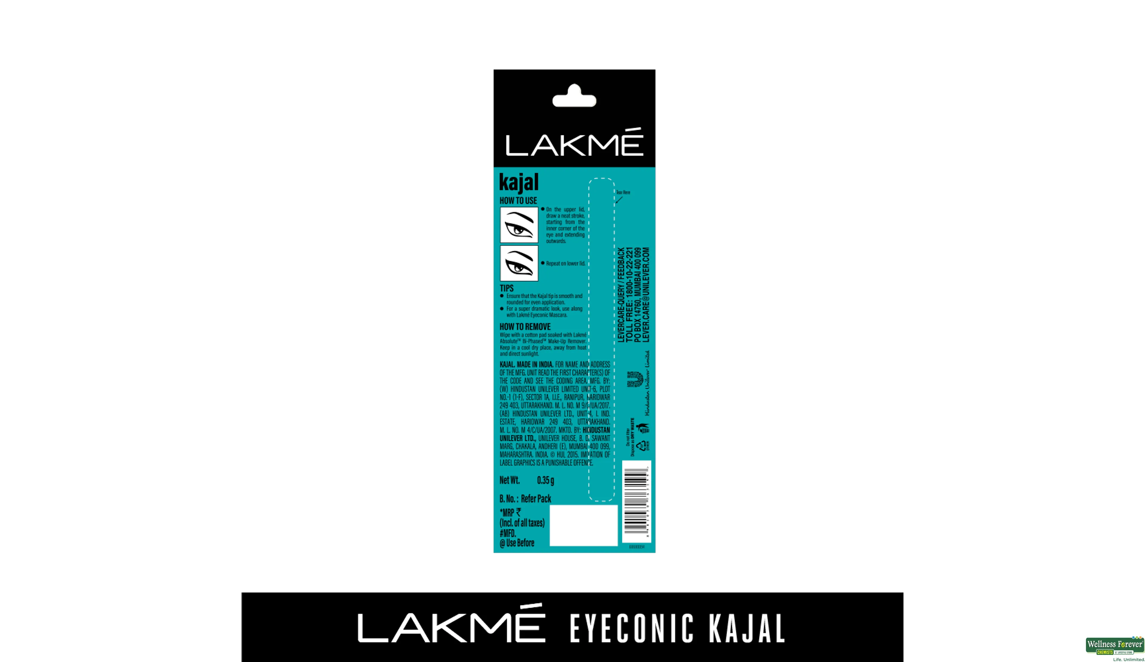 LAKME KAJAL EYECONIC BLACK 0.35GM- 9, 0.35GM, 