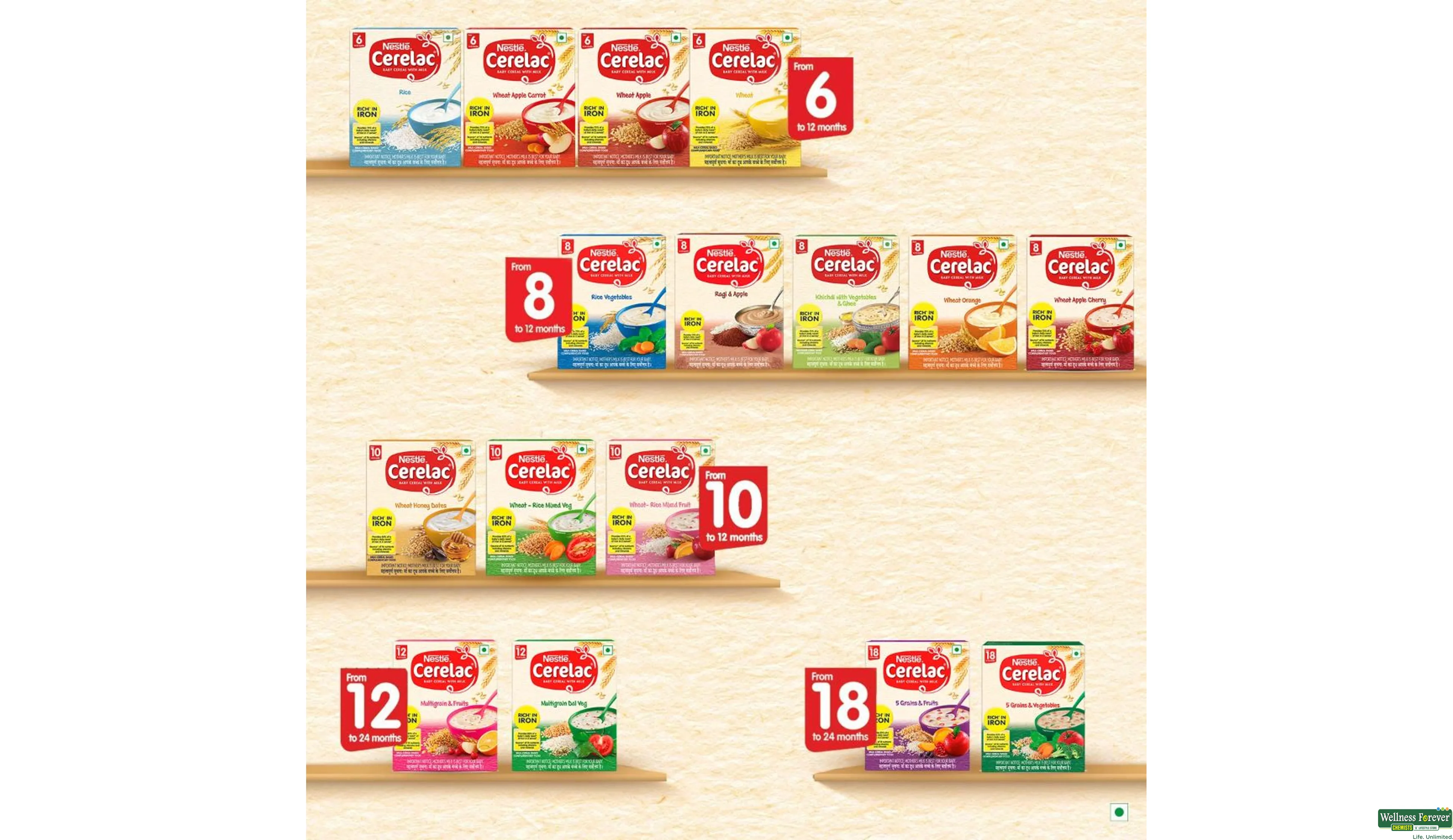 CERELAC STG3 WHEAT RICE MIXED FRUIT 300GM- 6, 300GM, null
