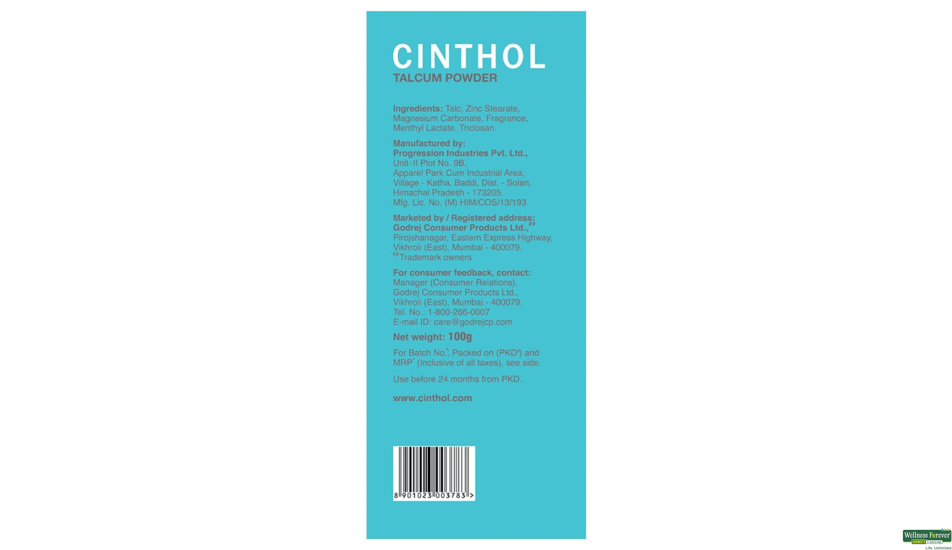 CINTHOL TALC COOL 100GM- 4, 100GM, 