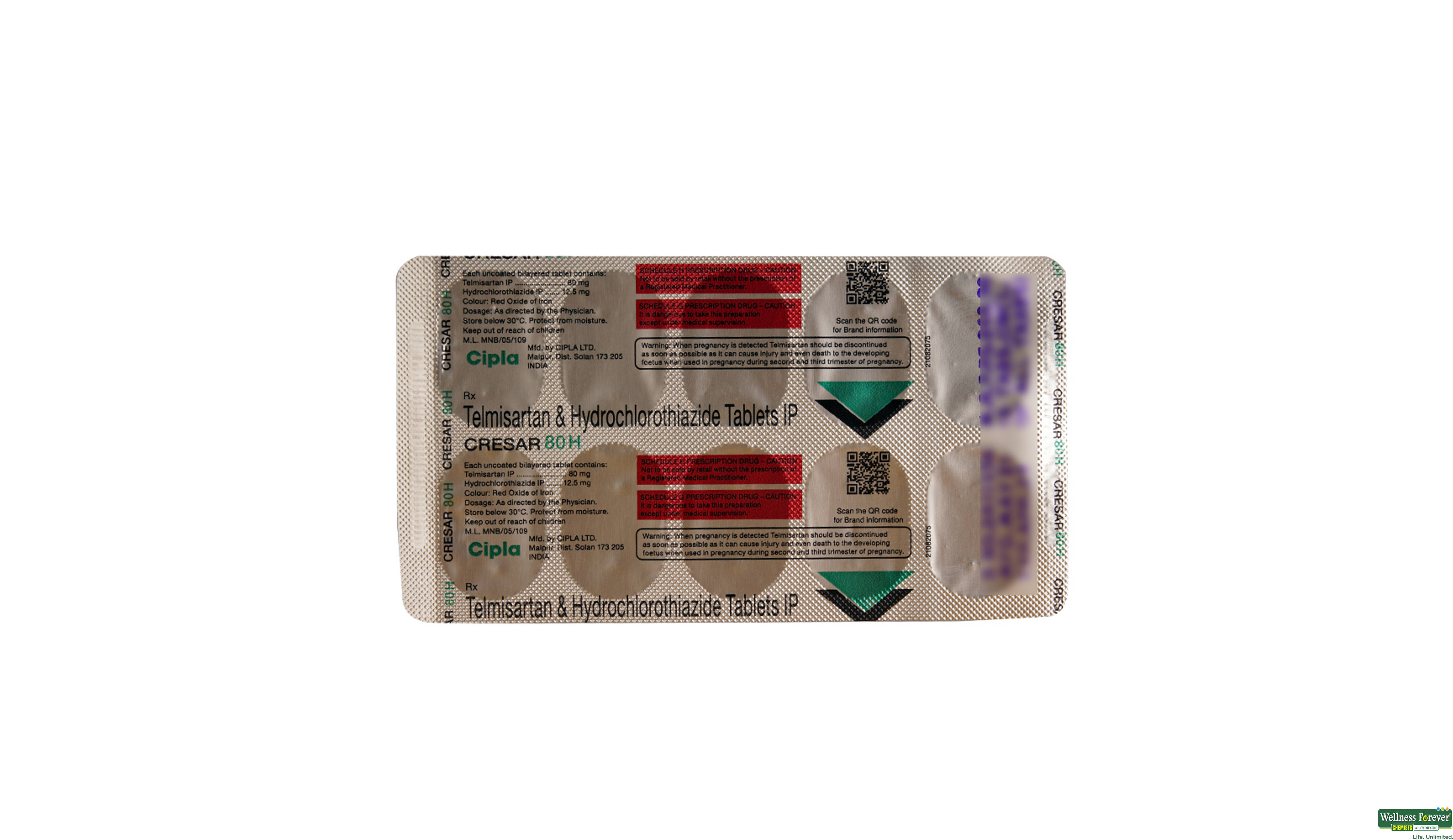 CRESAR-H 80MG 10TAB- 2, 10TAB, 