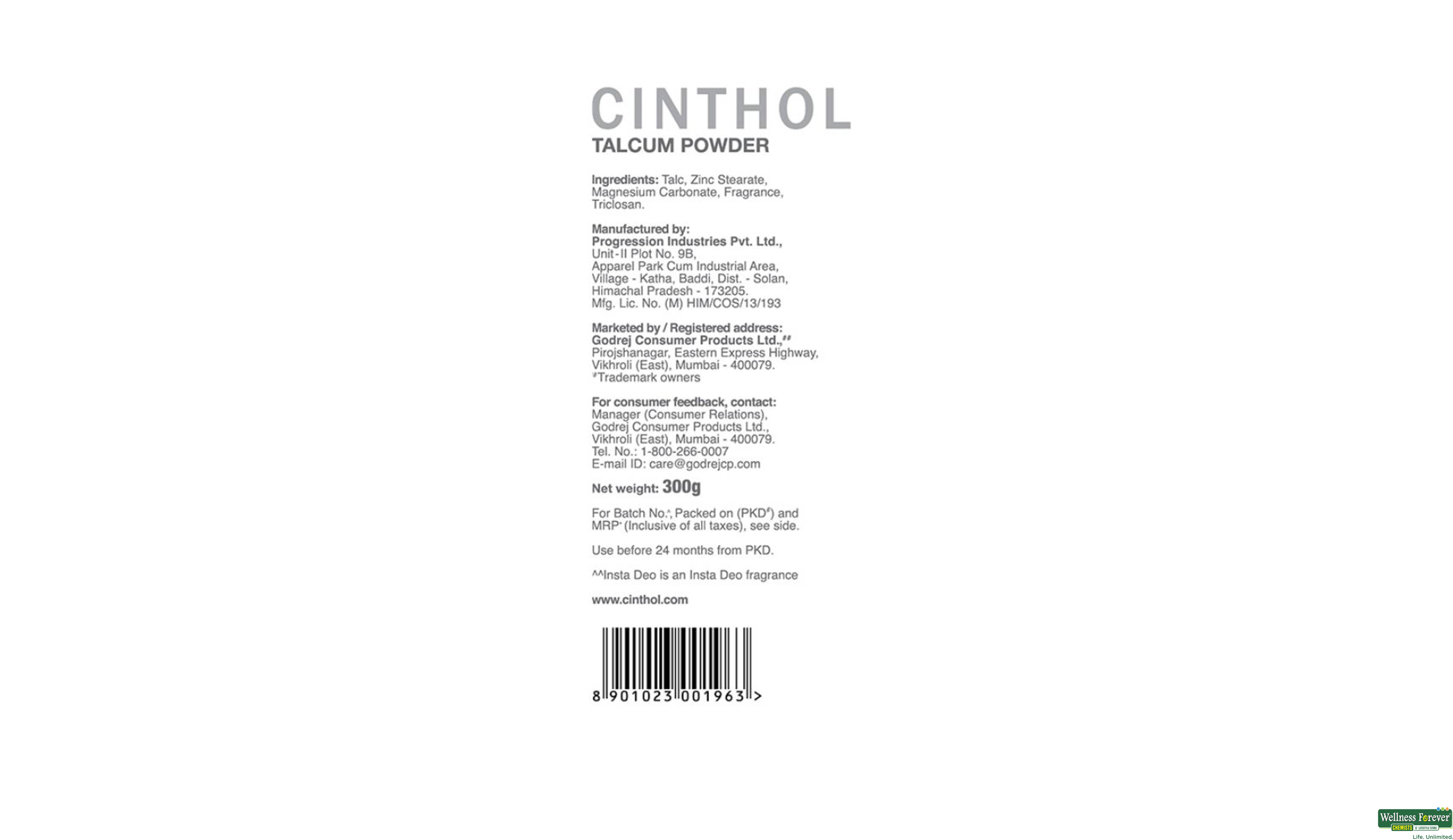 CINTHOL TALC LONG LASTING 300GM- 4, 300GM, 