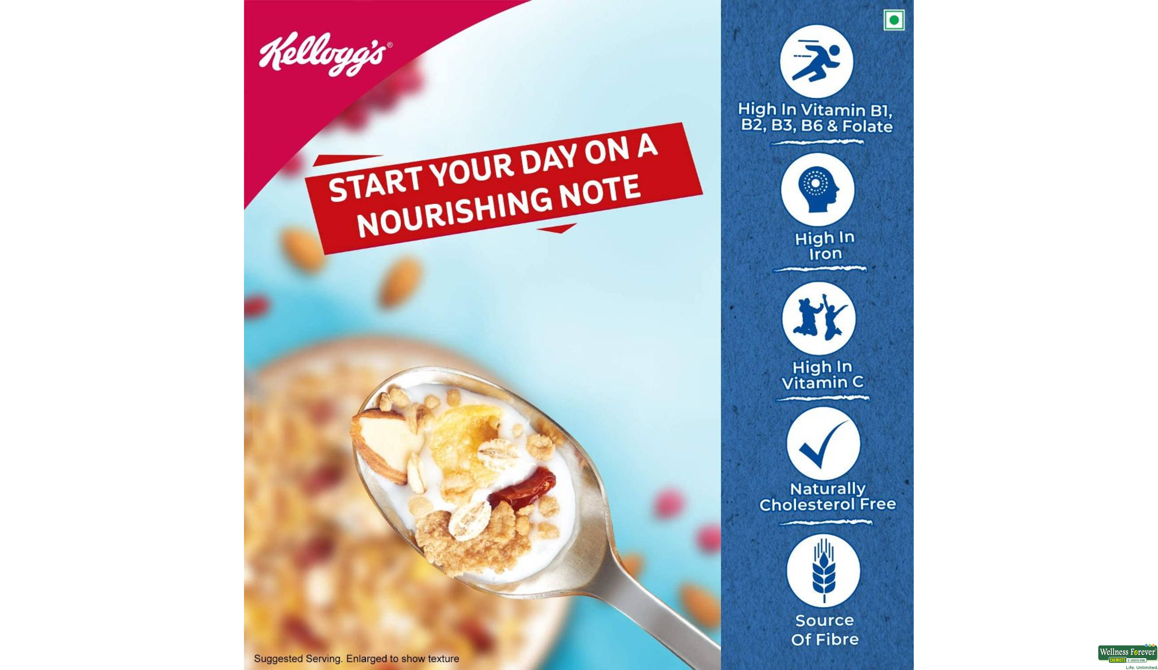 KELL CORNFLAKES MUESLI NO ADD SUGR 500GM- 4, 500GM, 