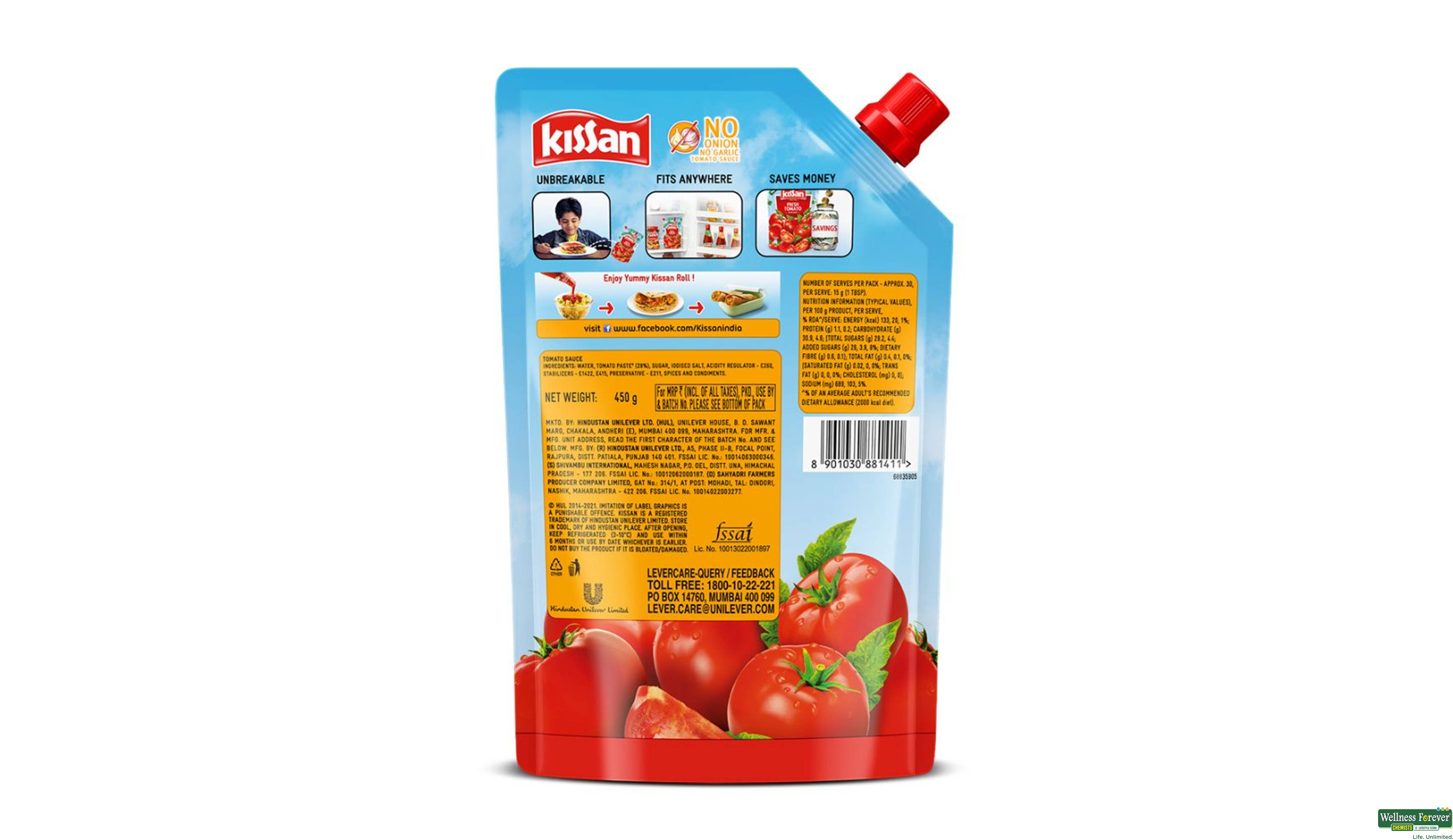 KISS SAUCE TOMATO NO ONION/GARLIC 500GM- 3, 500GM, 