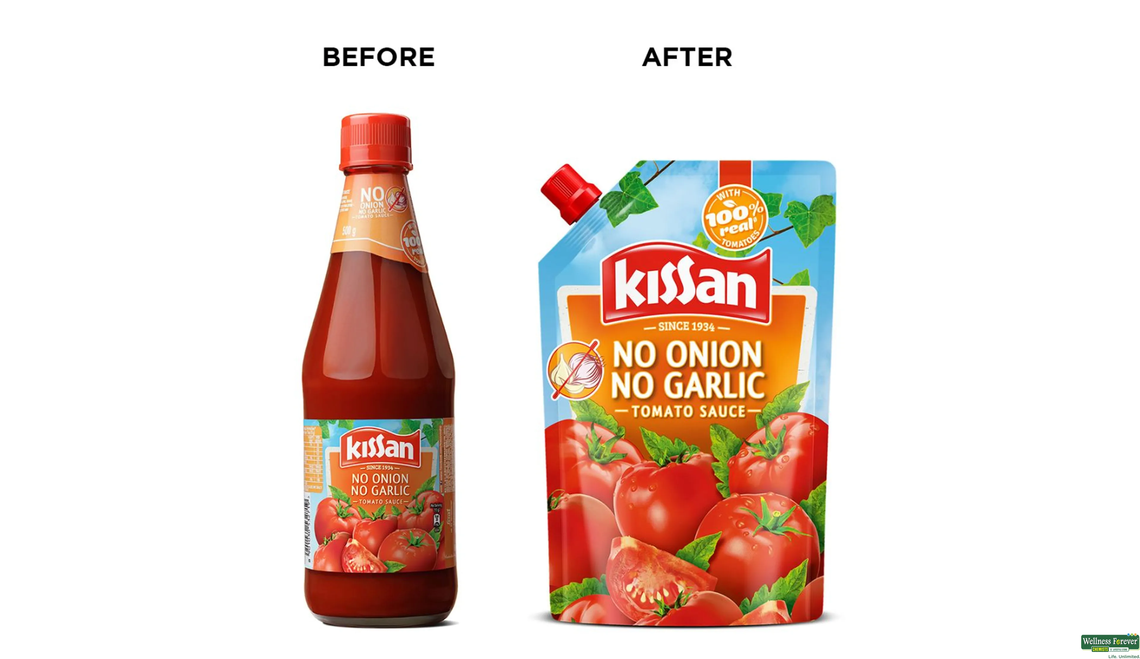 KISS SAUCE TOMATO NO ONION/GARLIC 500GM- 4, 500GM, 