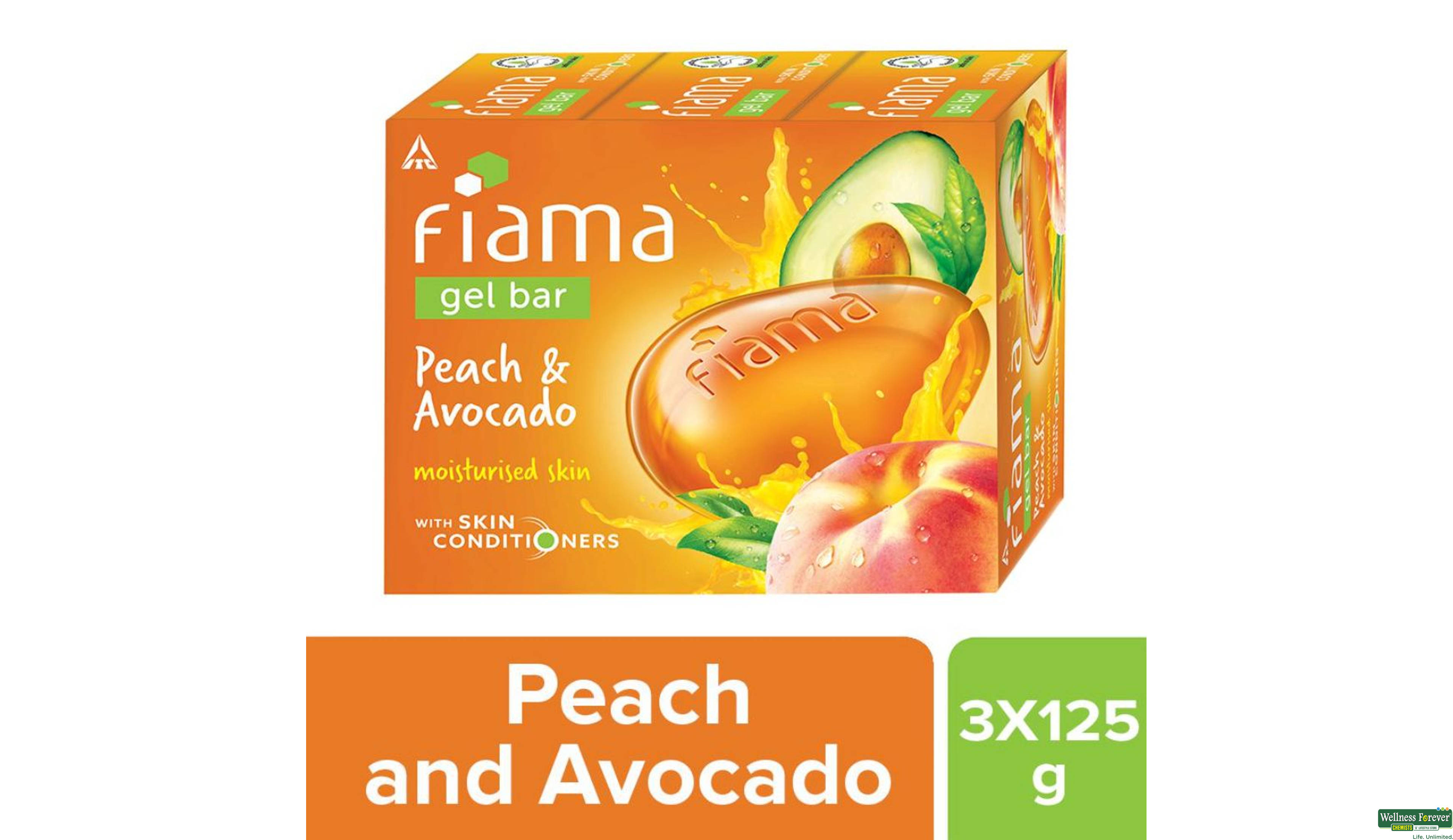 FIAMA SOAP PEACH AVOCADO 3X125GM- 1, 375GM, 