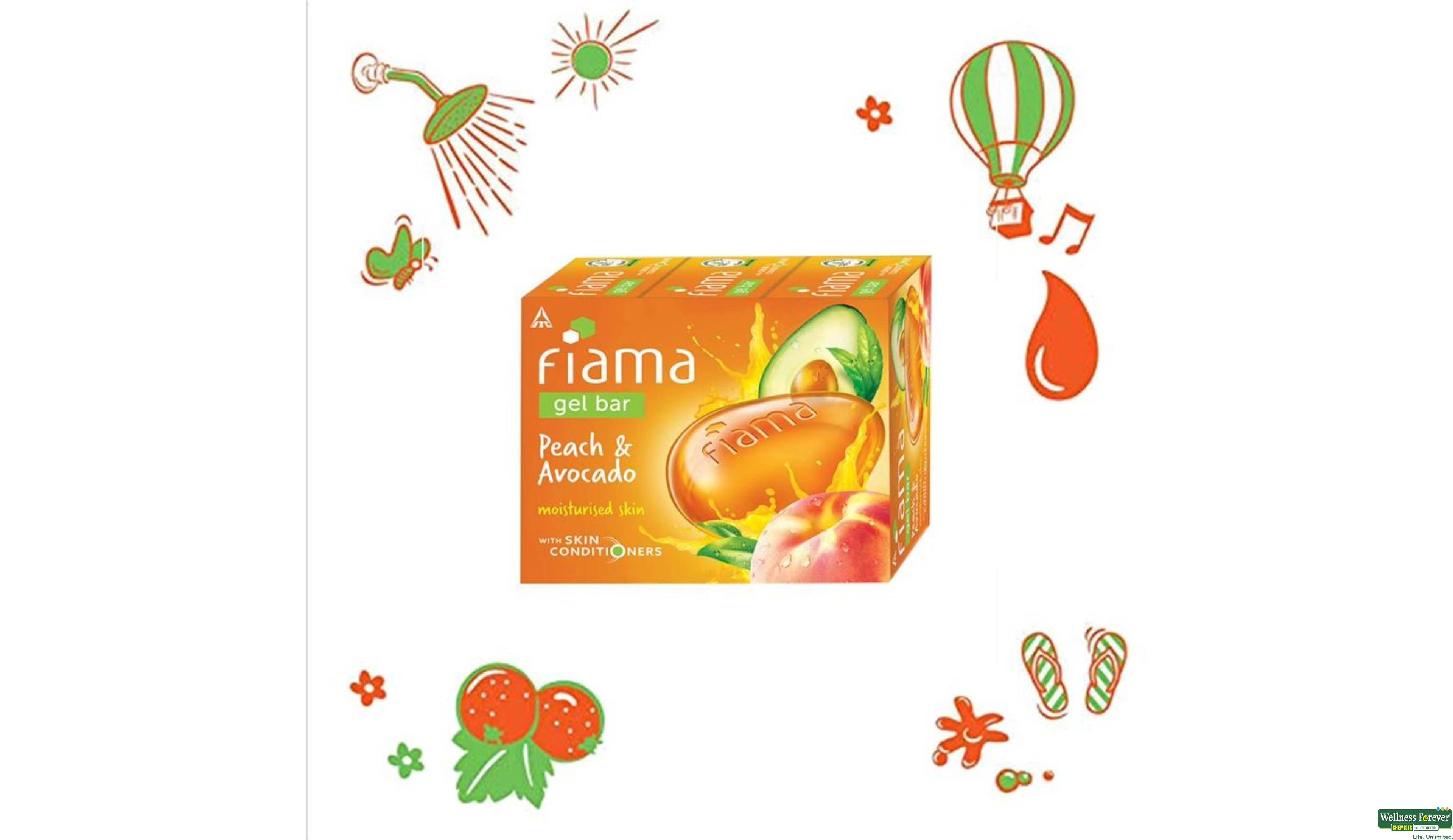 FIAMA SOAP PEACH AVOCADO 3X125GM- 5, 375GM, 