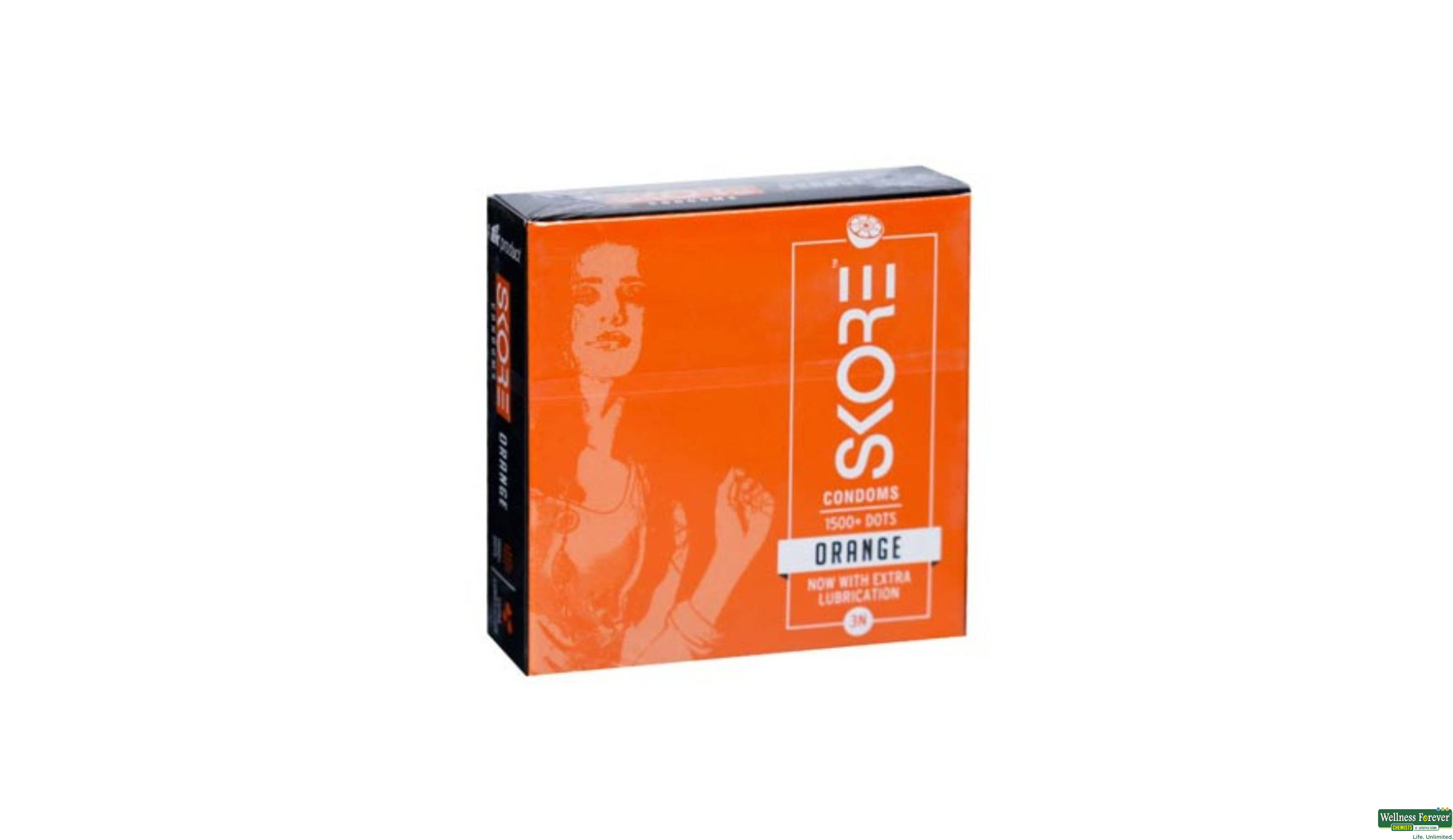 SKORE CONDOM ORANGE 3PC- 1, 3PC, 