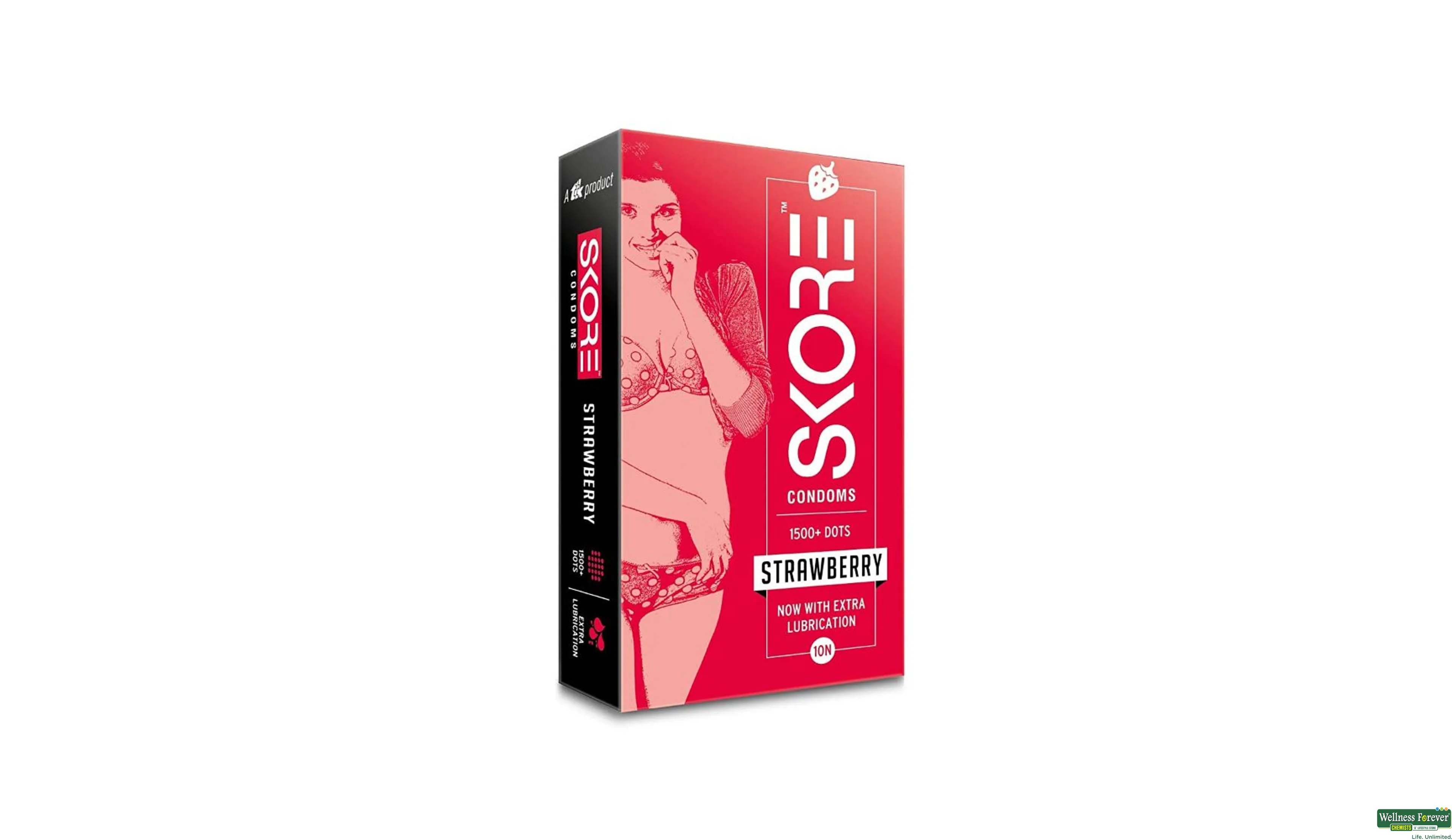 SKORE CONDOM STRAWBERRY 10PC- 1, 10PC, 