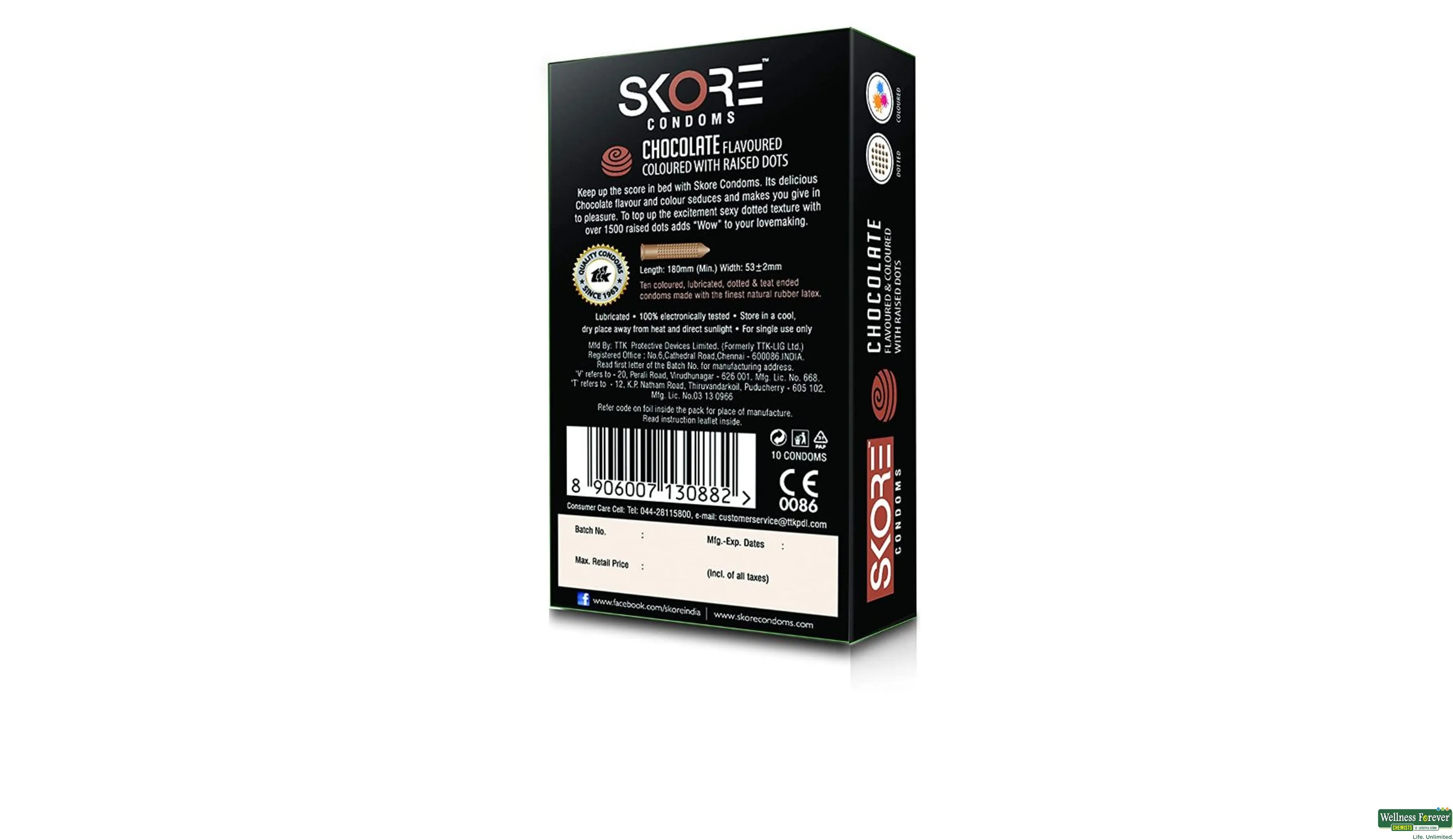 SKORE CONDOM CHOC 10PC- 2, 10PC, 