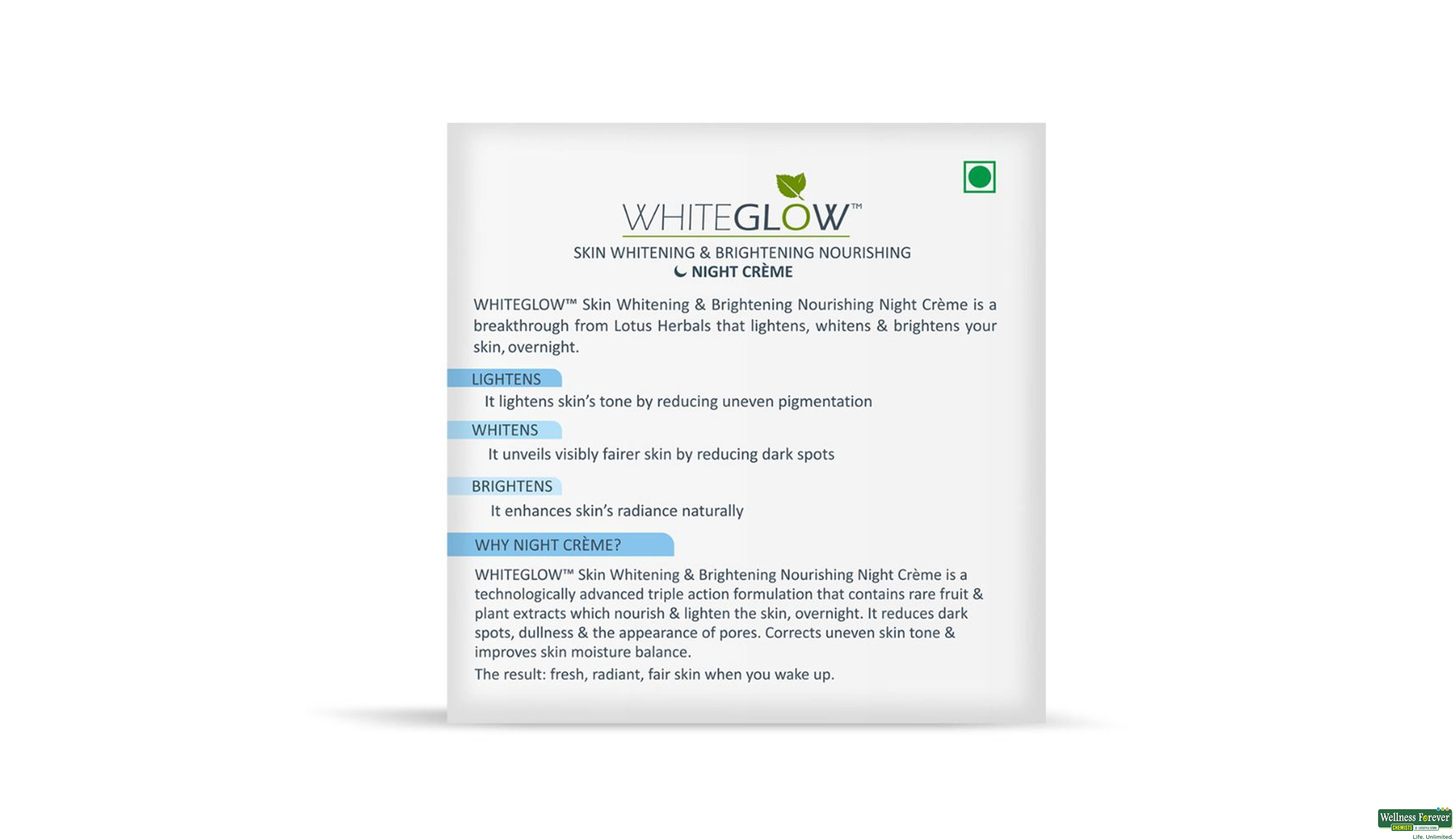 LOTUS CRM NIGHT WHITEGLOW 60GM- 2, 60GM, 