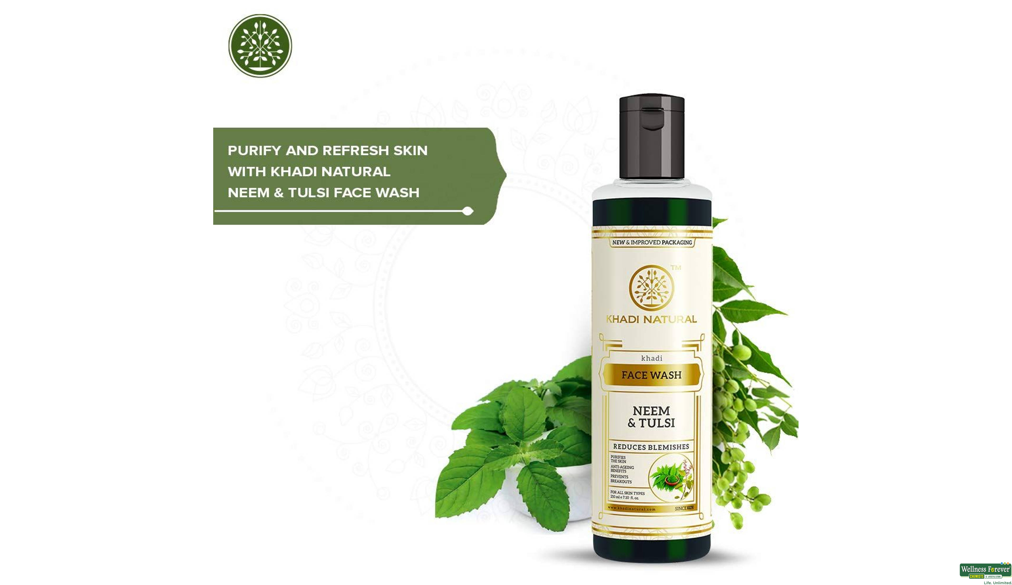 KHADI F/WASH PURIFYING NEEM 210ML- 5, 210ML, 