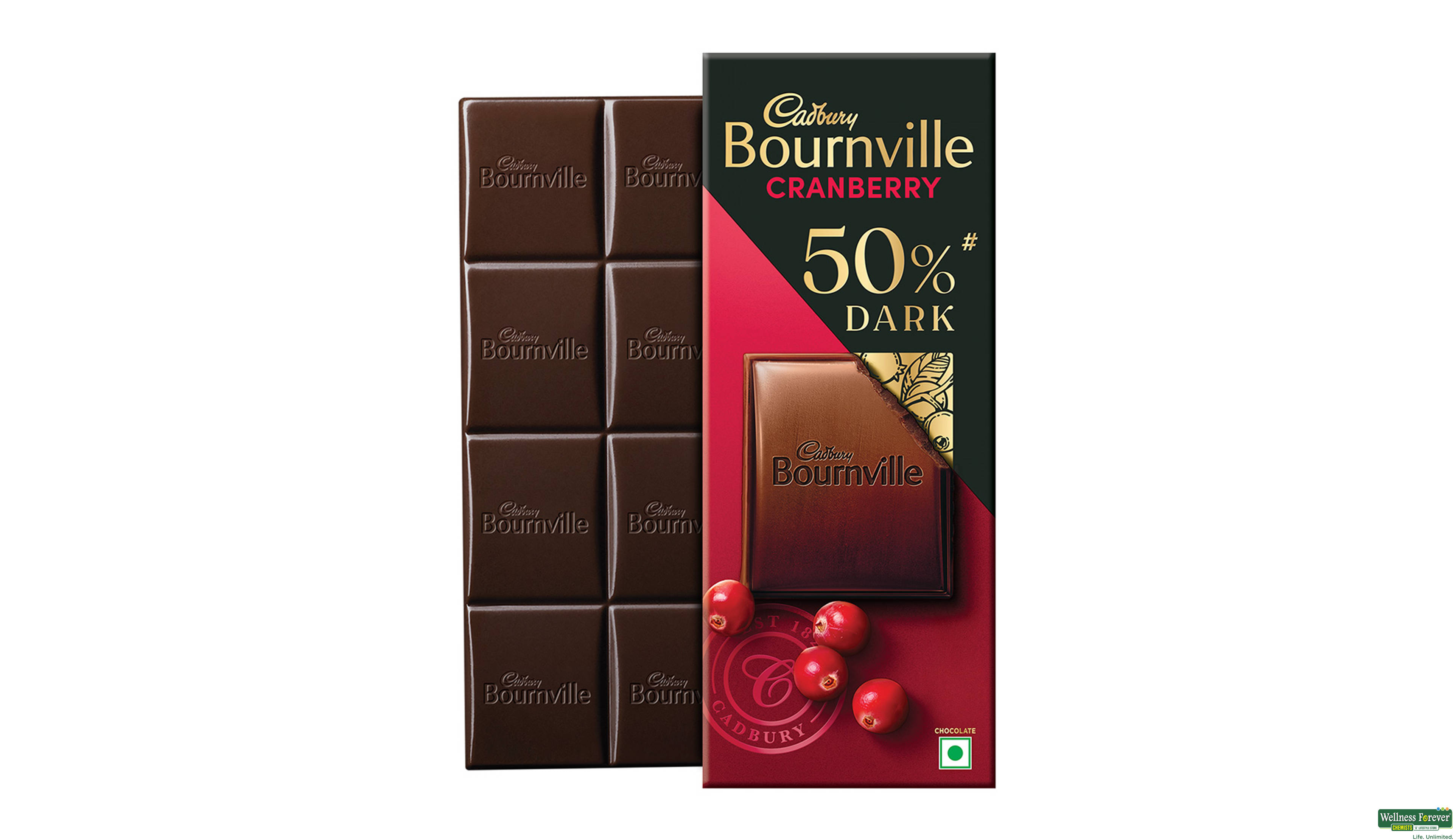 CADB CHOC BOURNVILE CRANBERRY 80GM- 2, 80GM, 