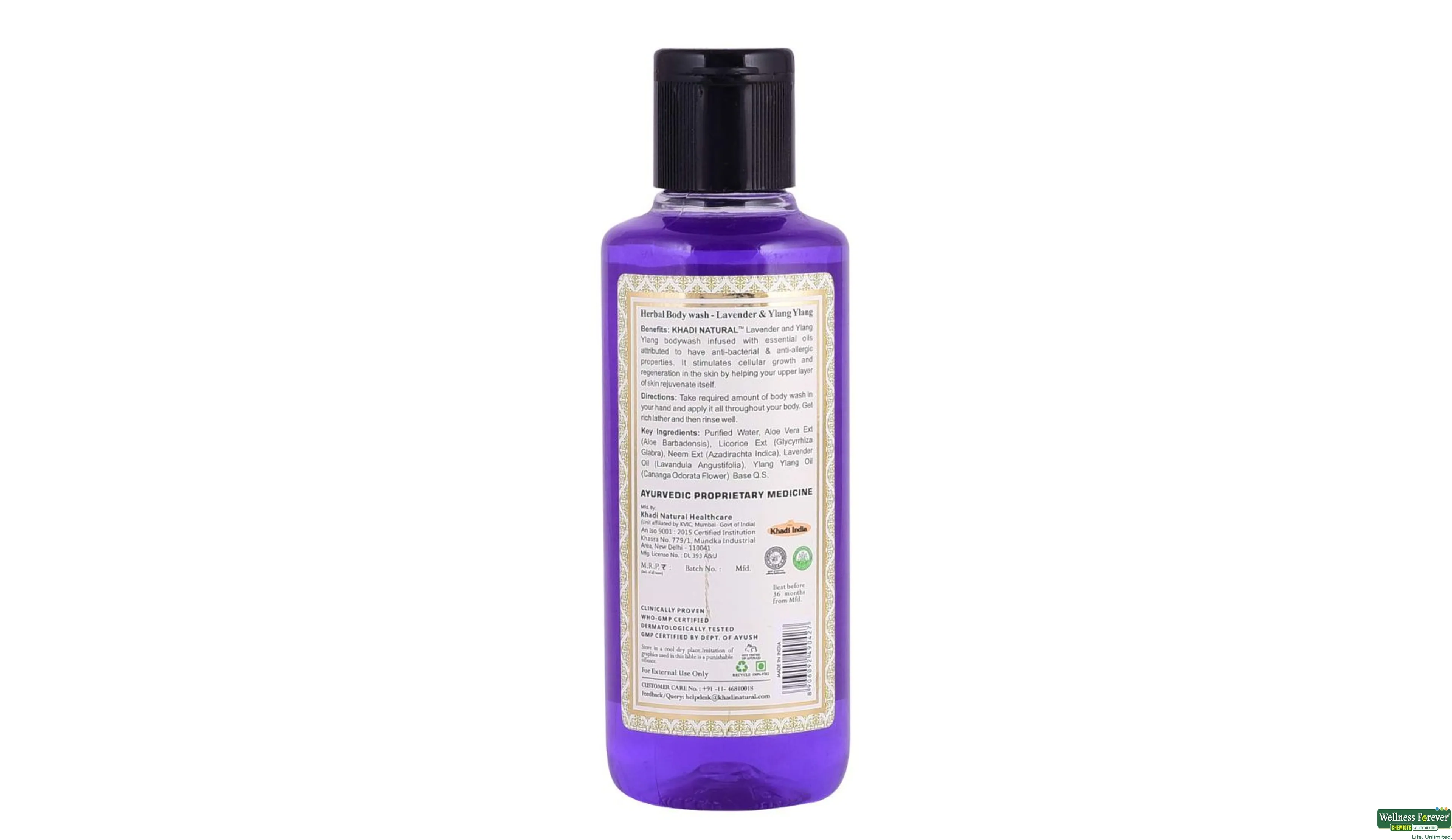 KHADI B/WASH LAVENDER /YLANG 210ML- 2, 210ML, 