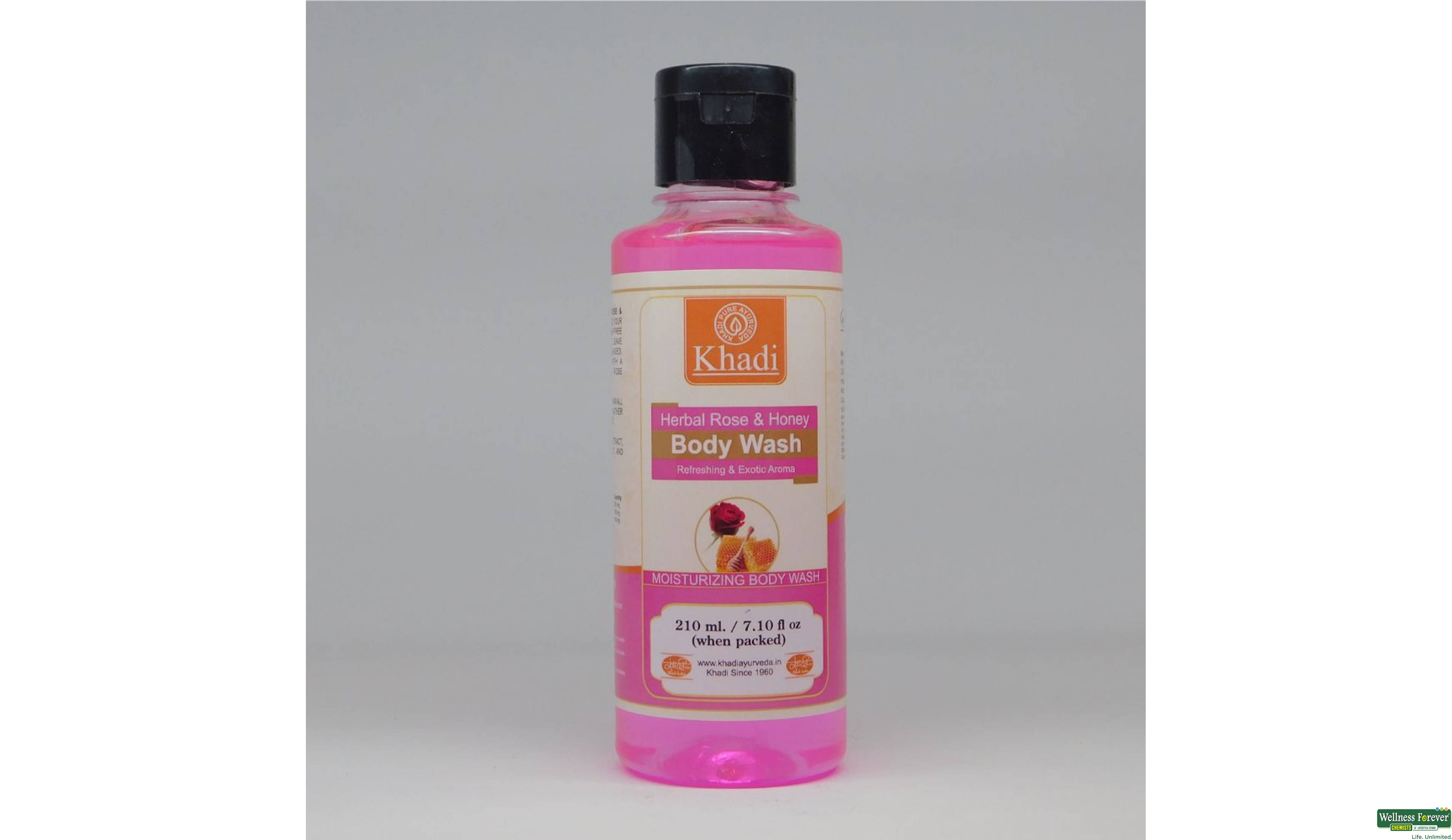 KHADI B/WASH ROSE/HONEY 210ML- 1, 210ML, 