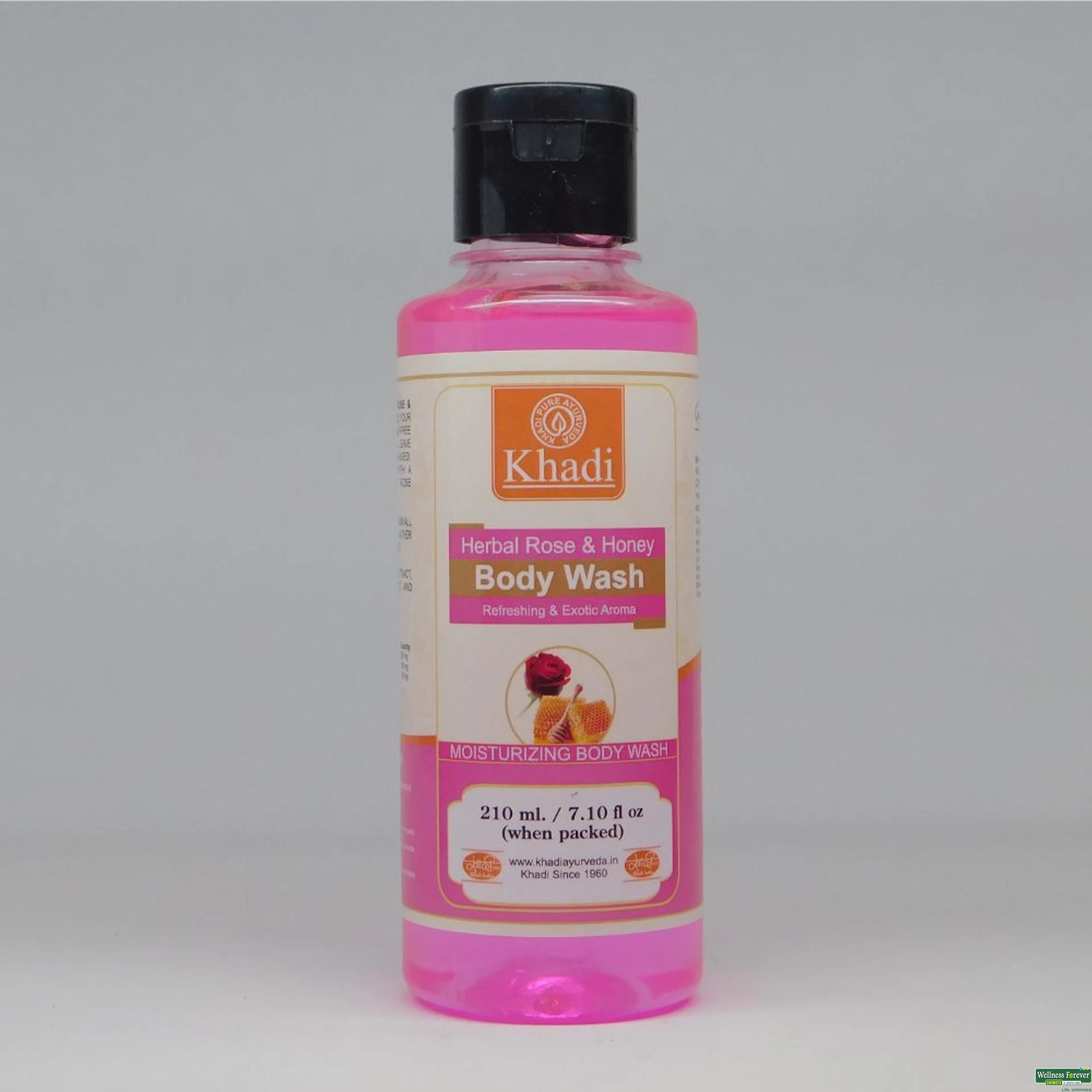 KHADI B/WASH ROSE/HONEY 210ML-image