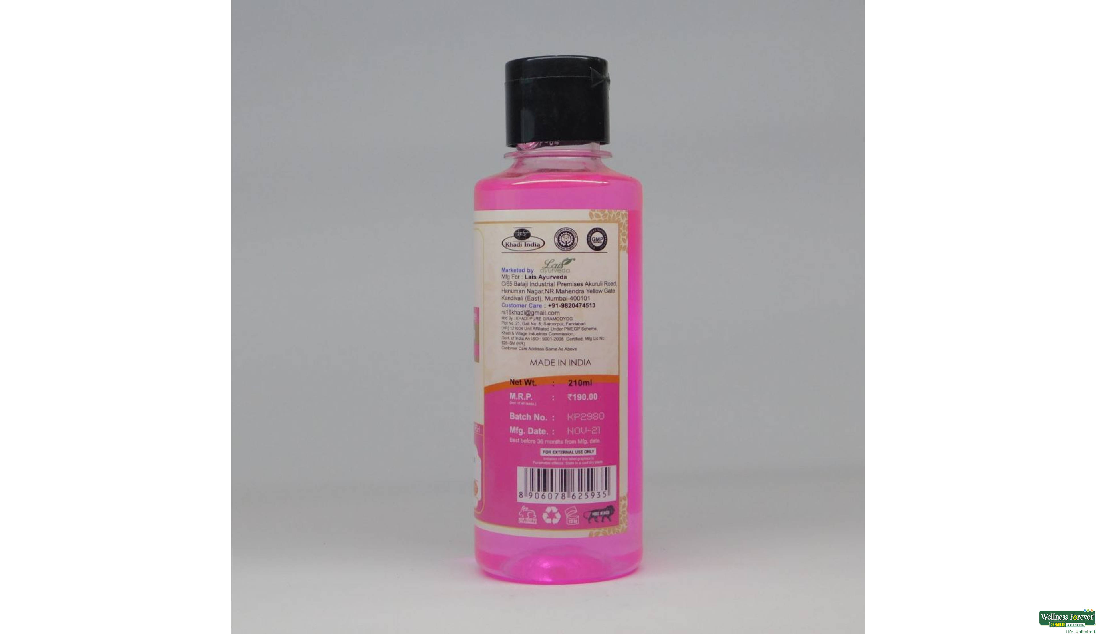 KHADI B/WASH ROSE/HONEY 210ML- 2, 210ML, 