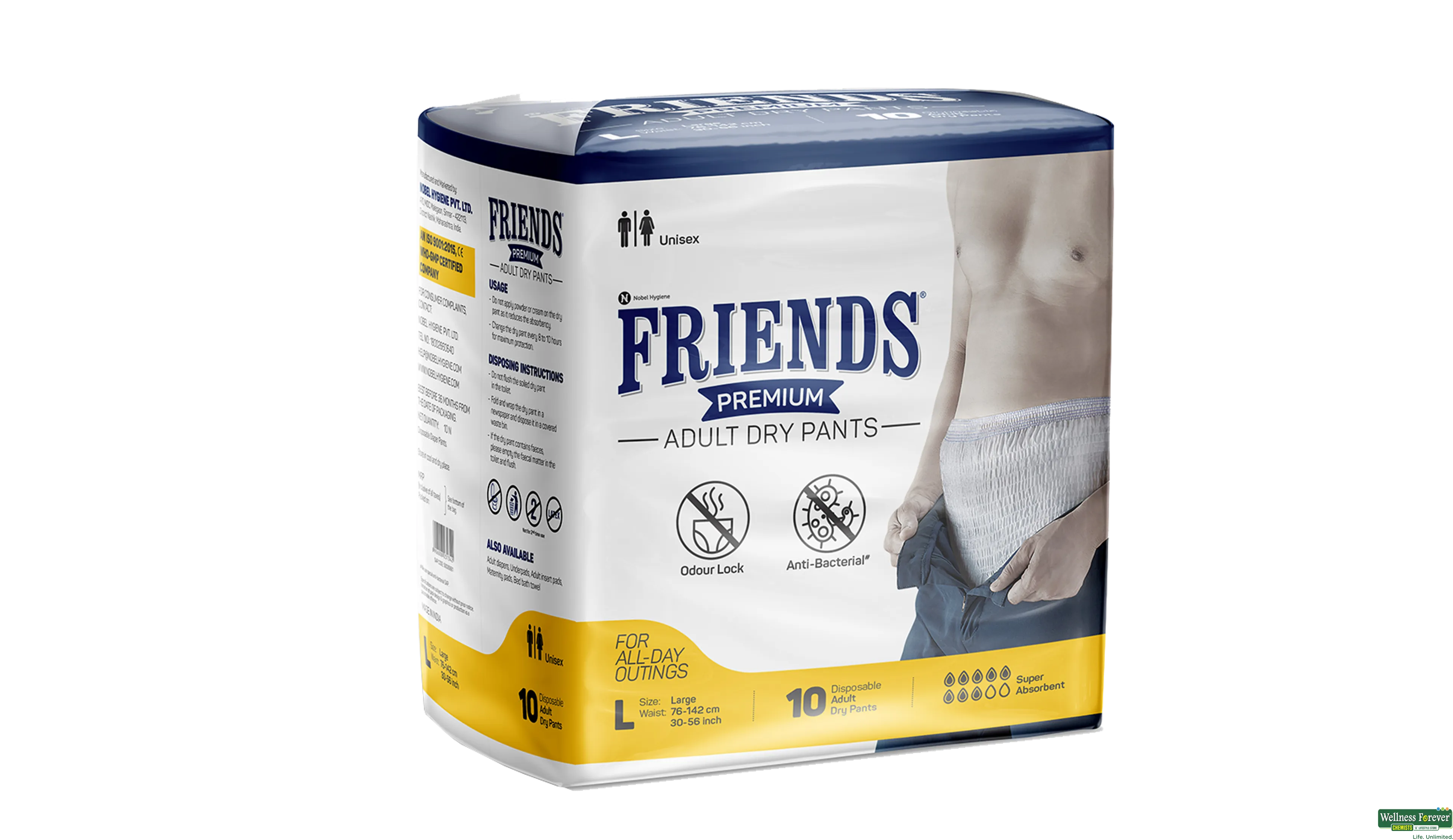 Buy Friends Classic Adult Diapers Pants Style - 80 Count (Large) with odour  lock and Anti-Bacterial Absorbent Core- Waist Size 30-56 inch ; 76-142cm  Online at Best Prices in India - JioMart.