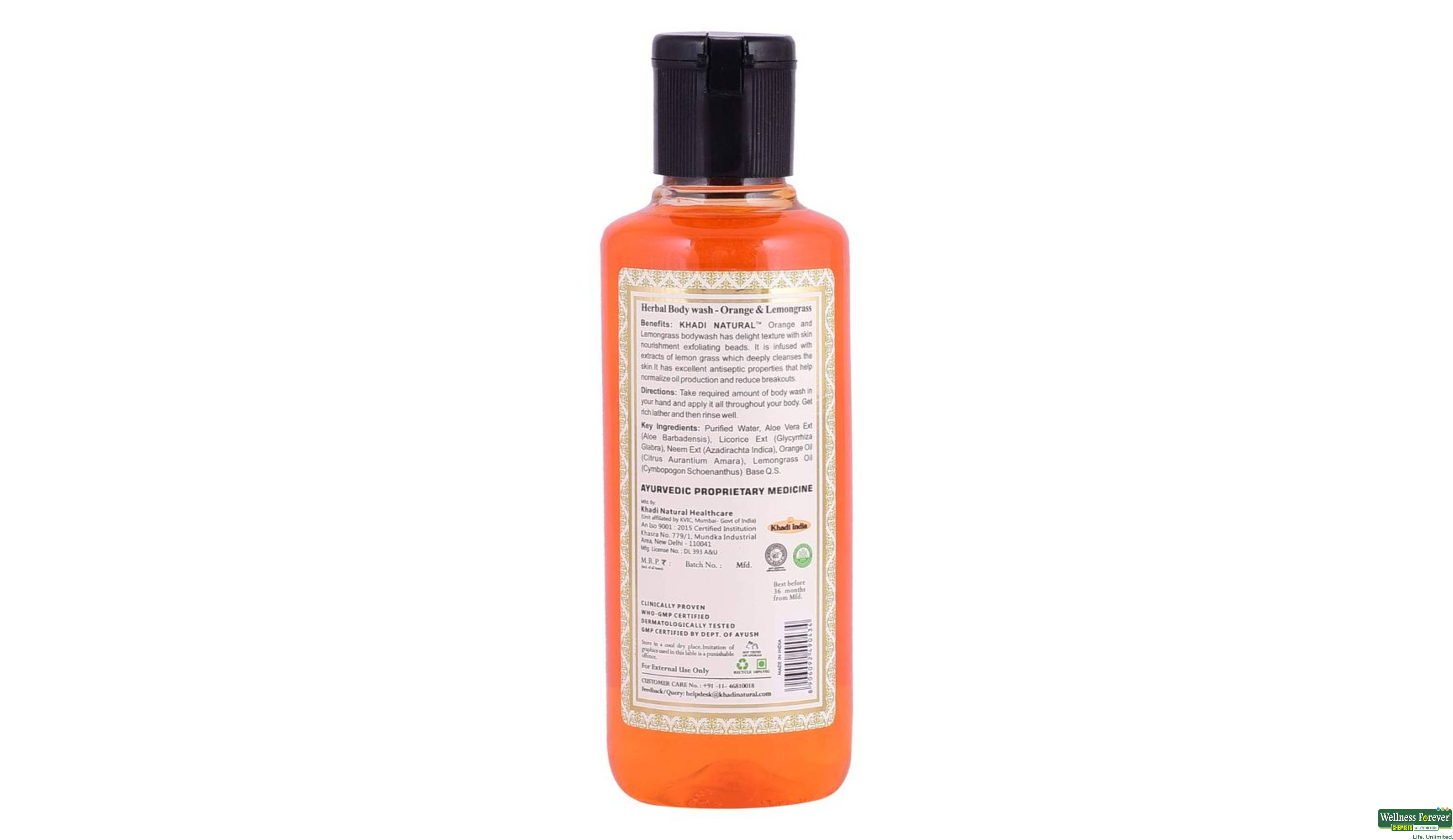 KHADI B/W ORANGE LEMONGRASS 210 ML- 2, 210ML, 