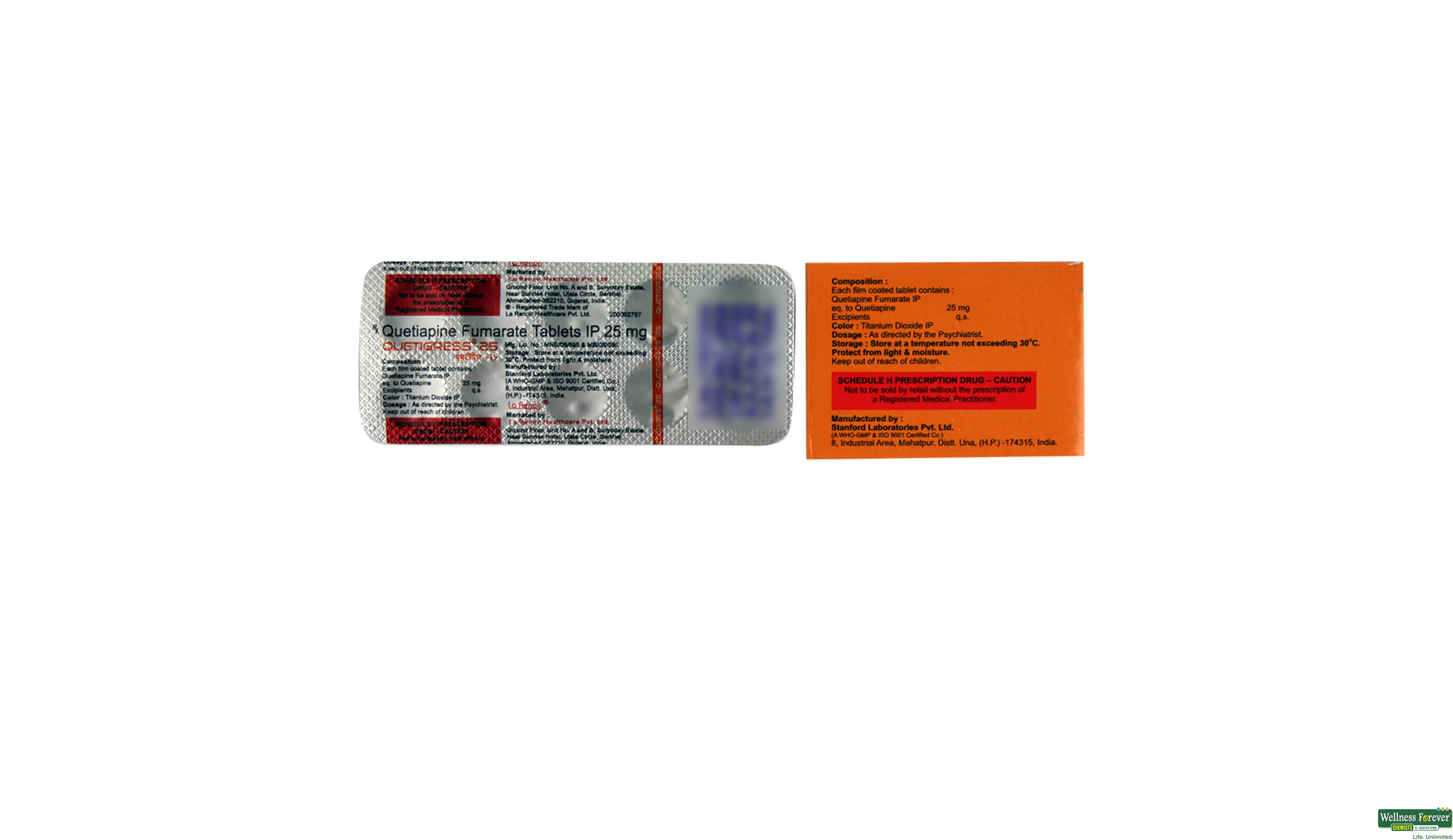 QUETIGRESS 25MG 10TAB- 2, 10TAB, 