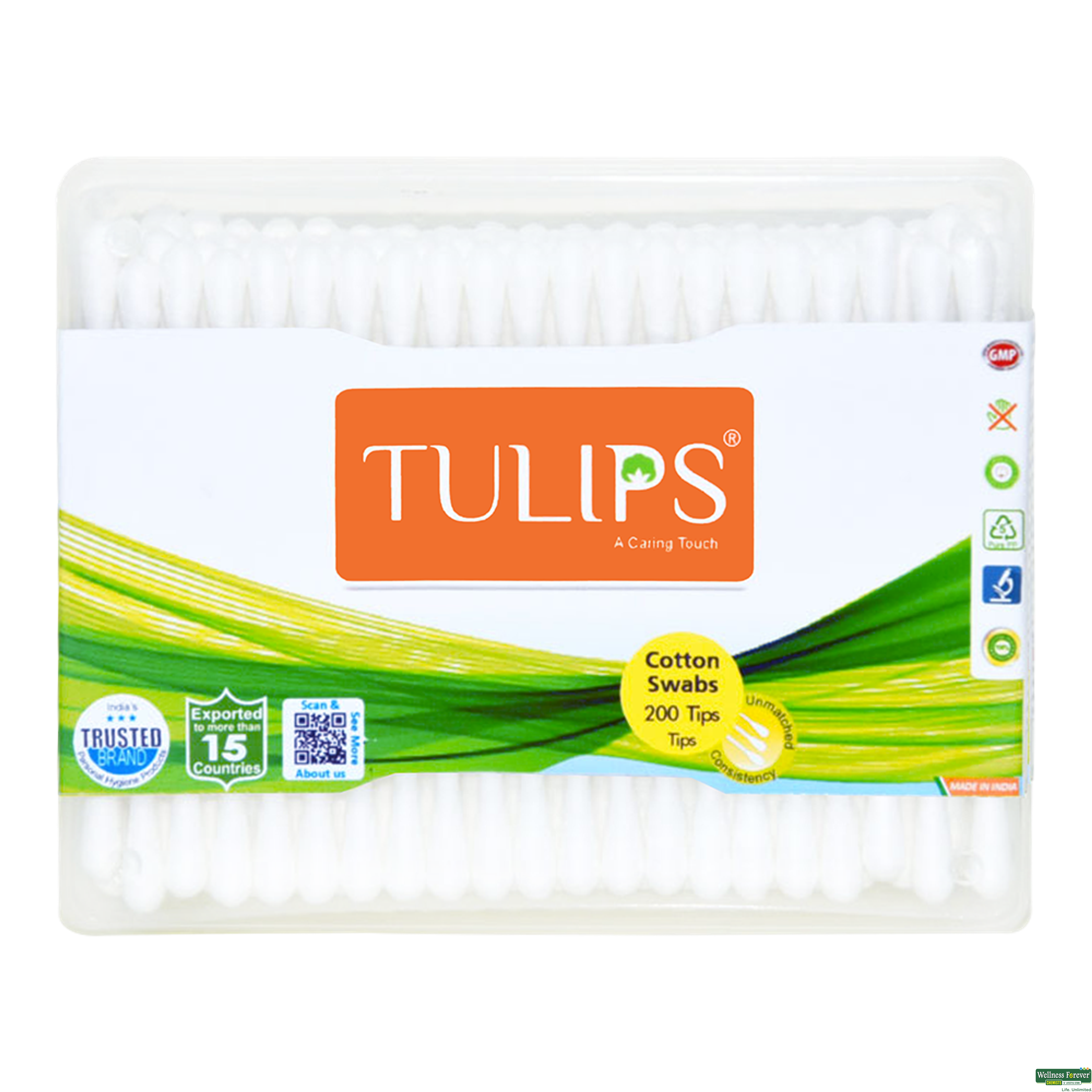 Tulips Soft Cotton Ear Buds, Flat Box, 100 Pieces-image