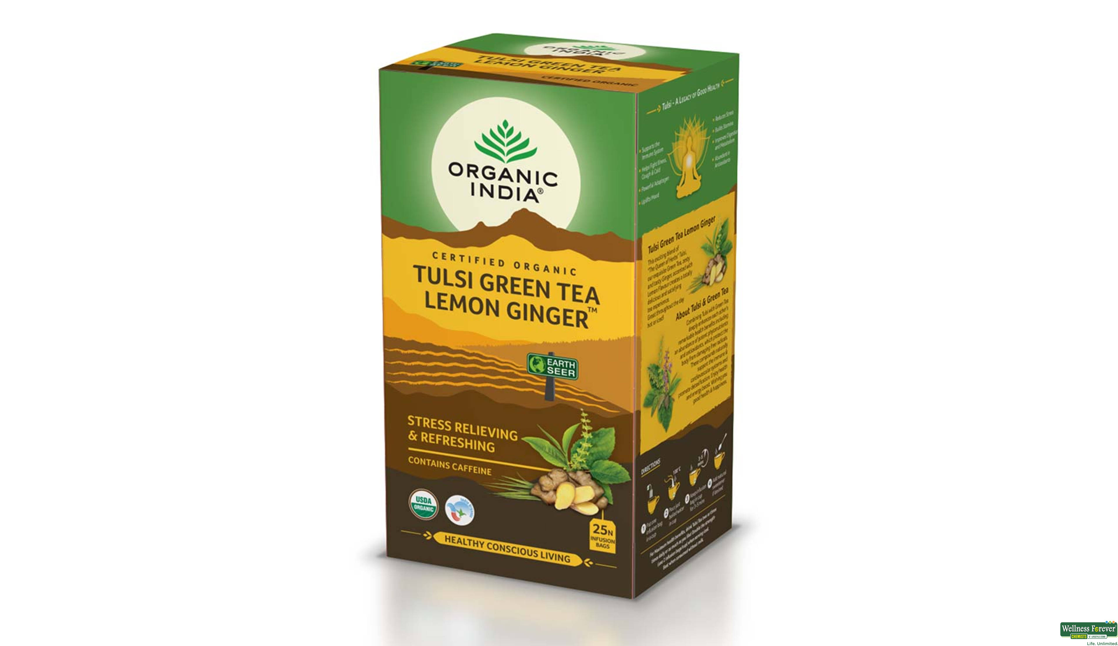 ORGANIC GR/TEA LEMON GINGER 25BAGS- 3, 25BAGS, null