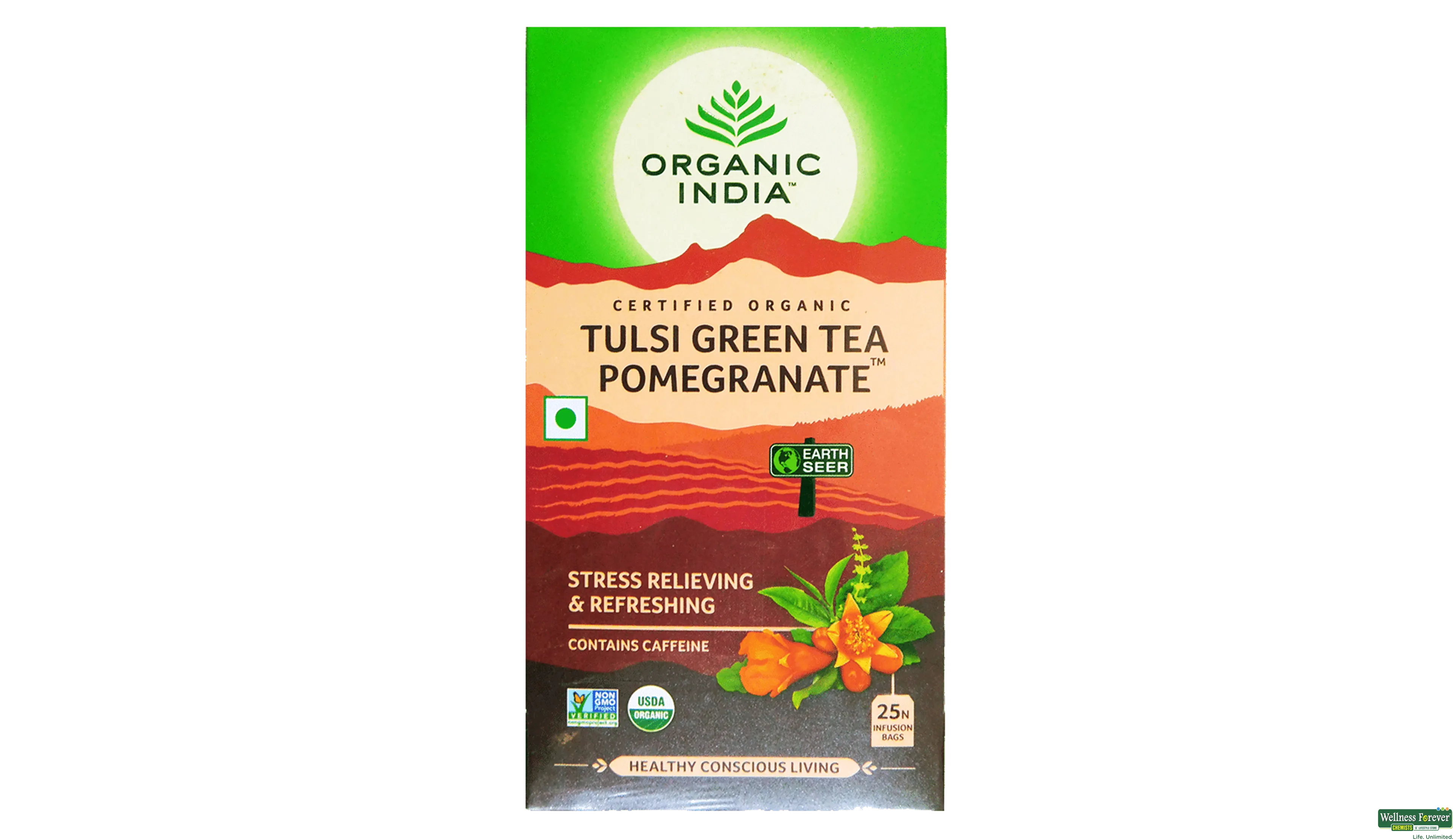 ORGANIC GR/TEA POMEGRANATE 25BAGS- 1, 25BAGS, null