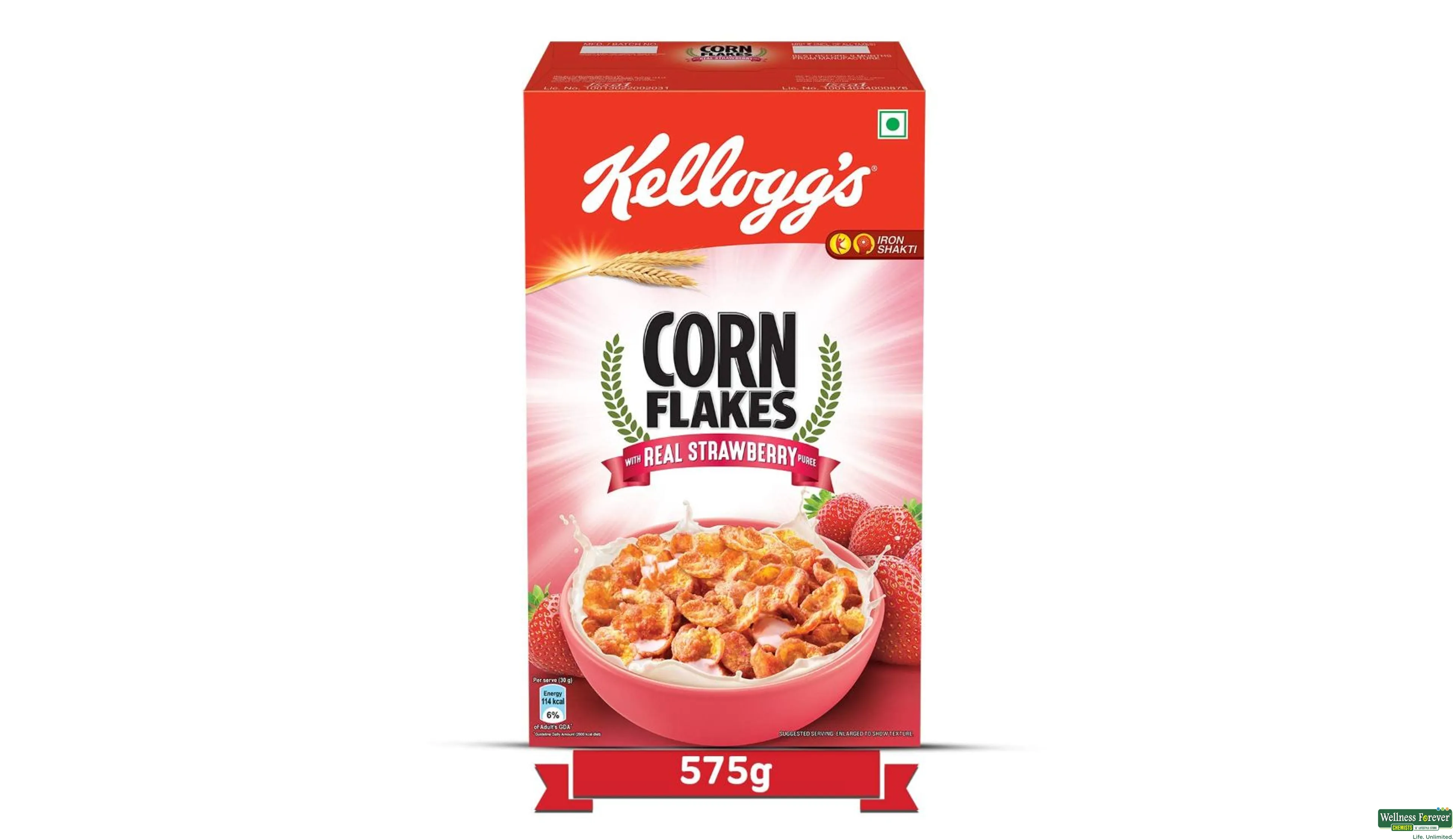 Kellogg's Cornflakes with Real Strawberry Puree, 575 g (free