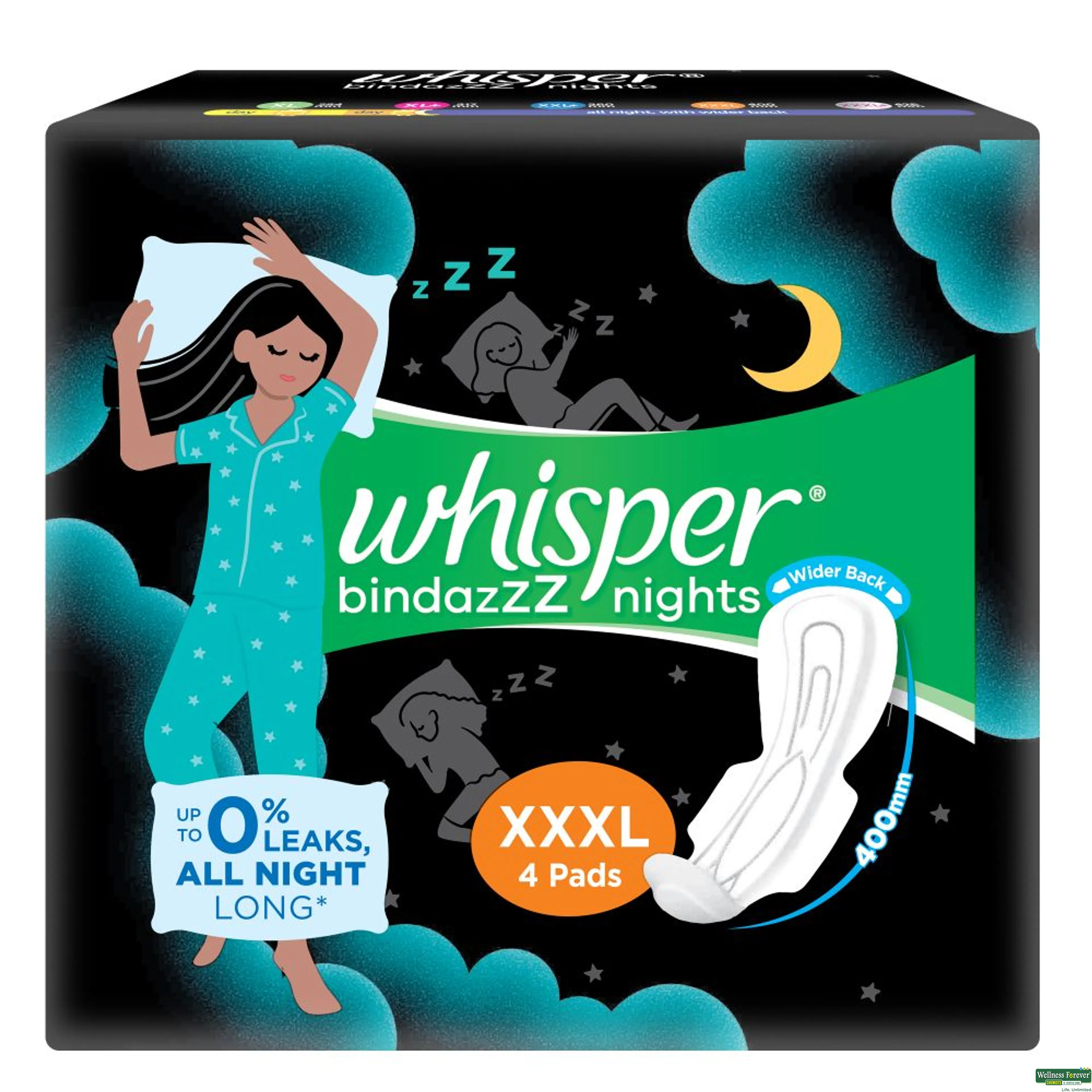 WHISPER SA/PADS ULTRA NIGHT XXXLW 4PC-image