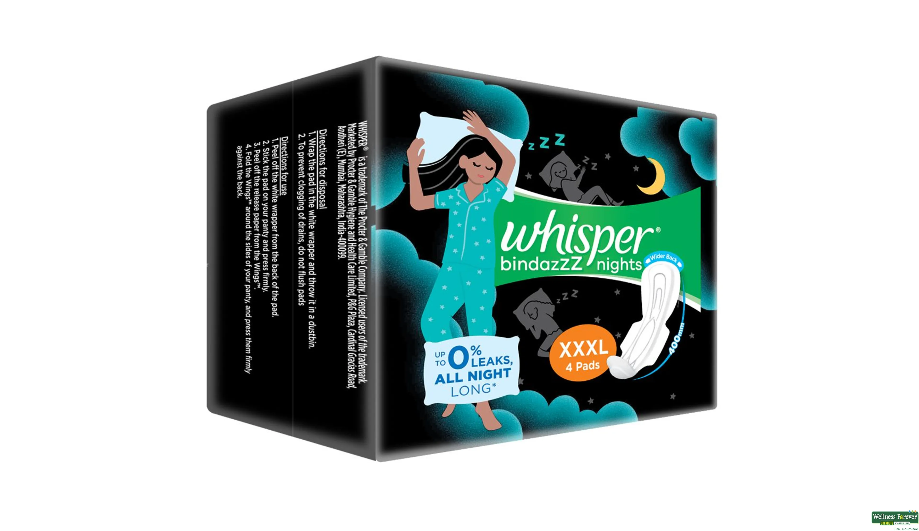 Buy Whisper bindazzzz night period panties 6 +8+8 whisper hygine