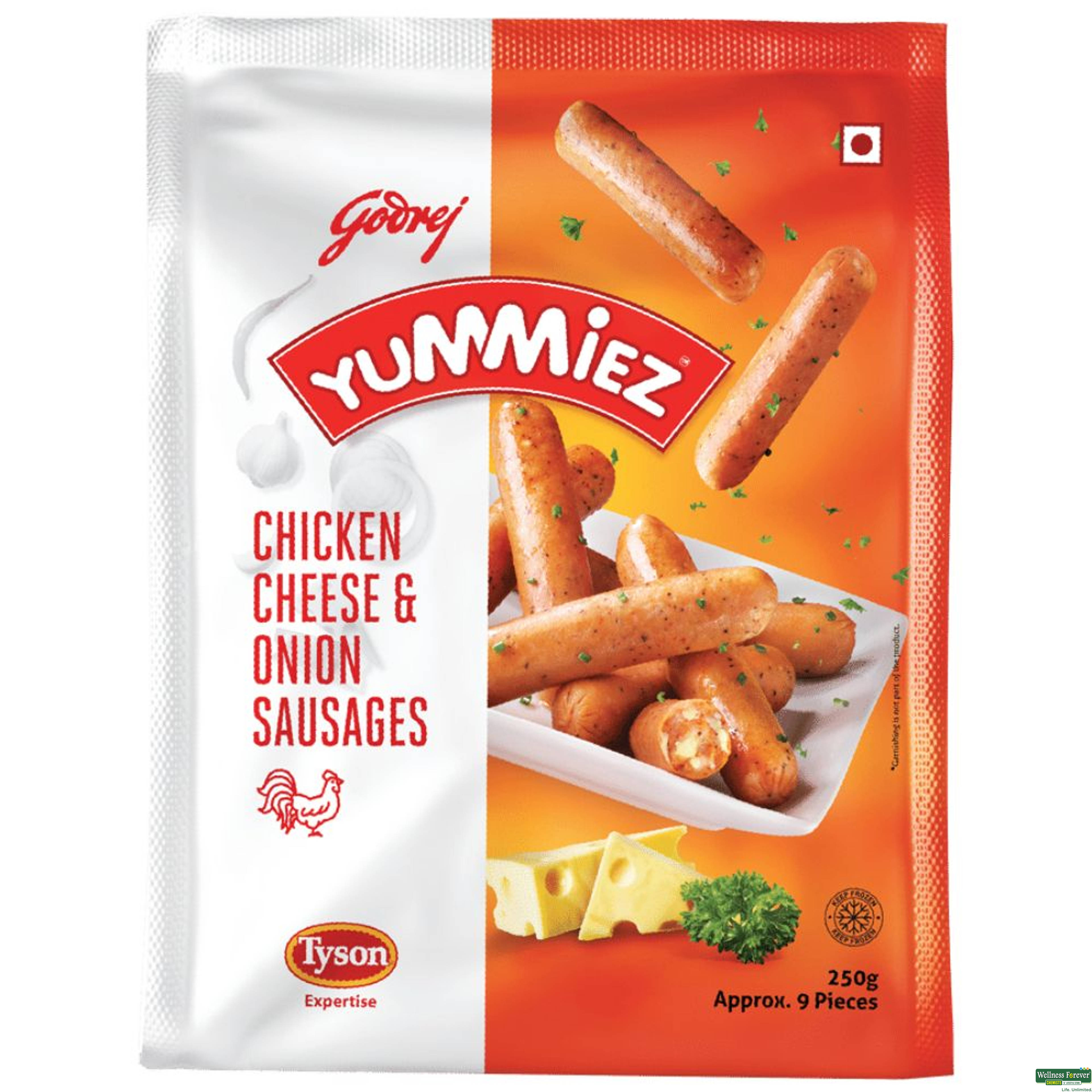 Yummiez Chicken Cheese and Onion Sausage, 250 g-image