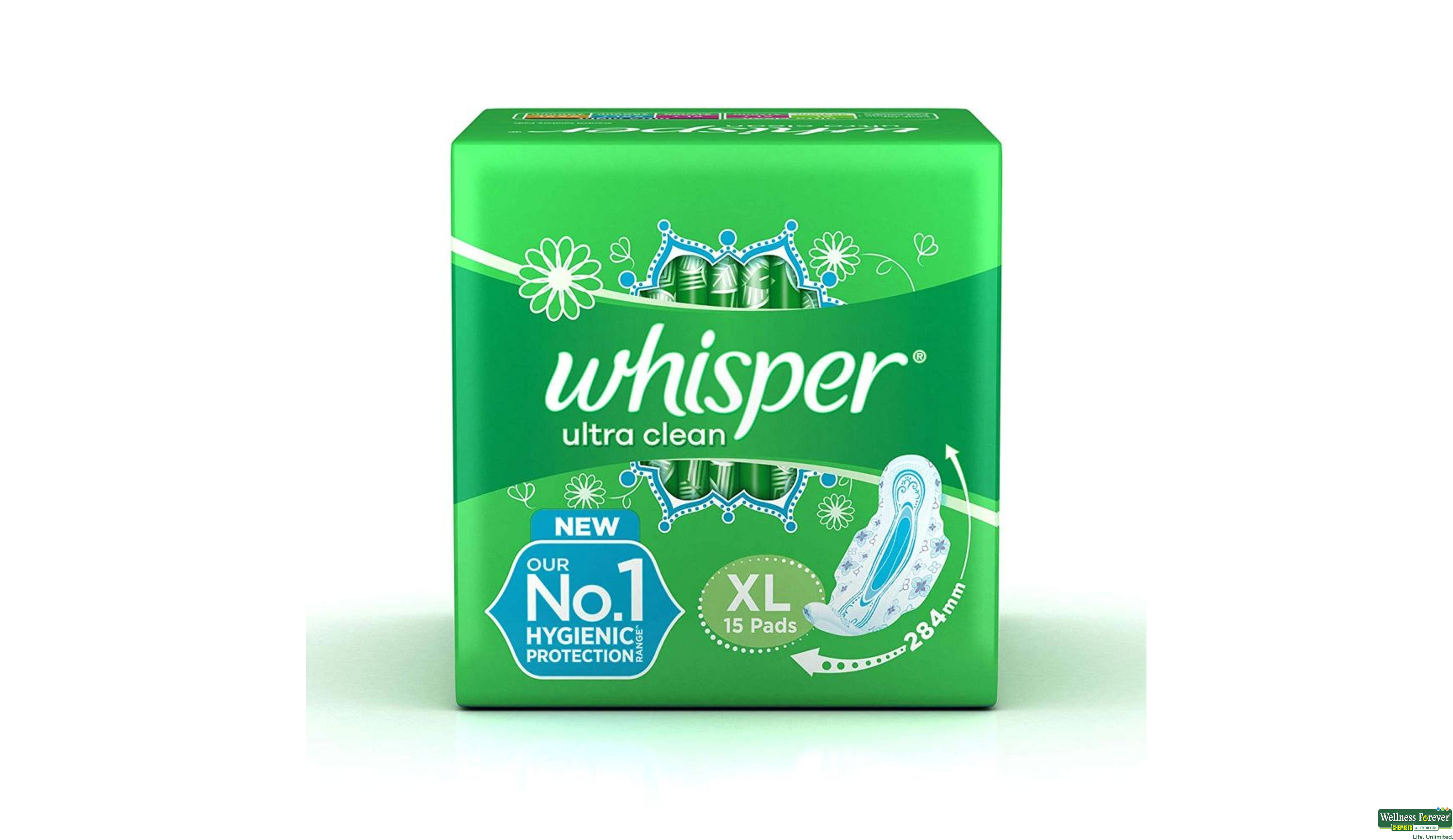 WHISPER SA/PADS ULTRA CLE WINGS XL 15PC- 1, 15PC, 