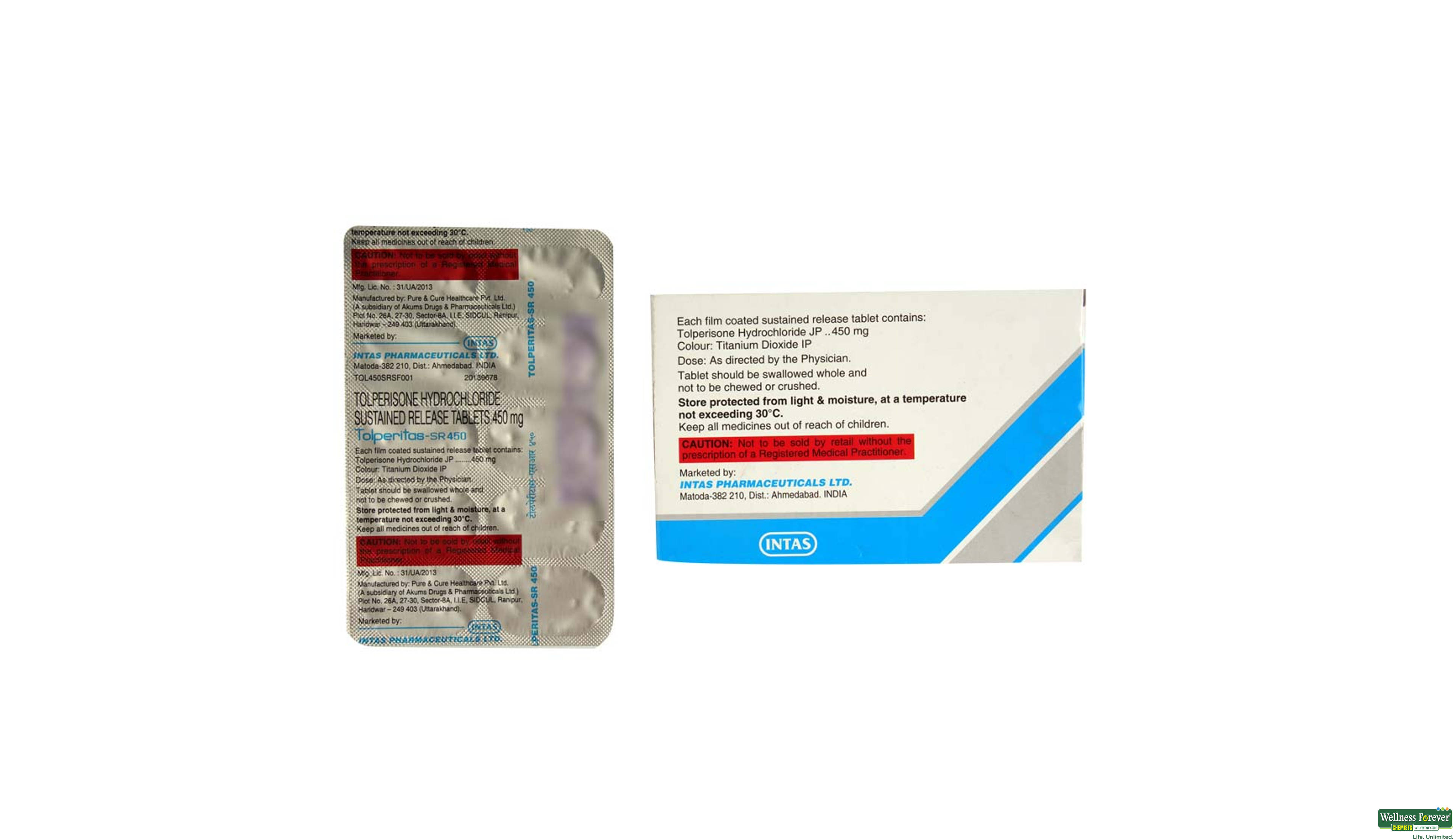 TOLPERITAS-SR 450MG 10TAB- 2, 10TAB, 