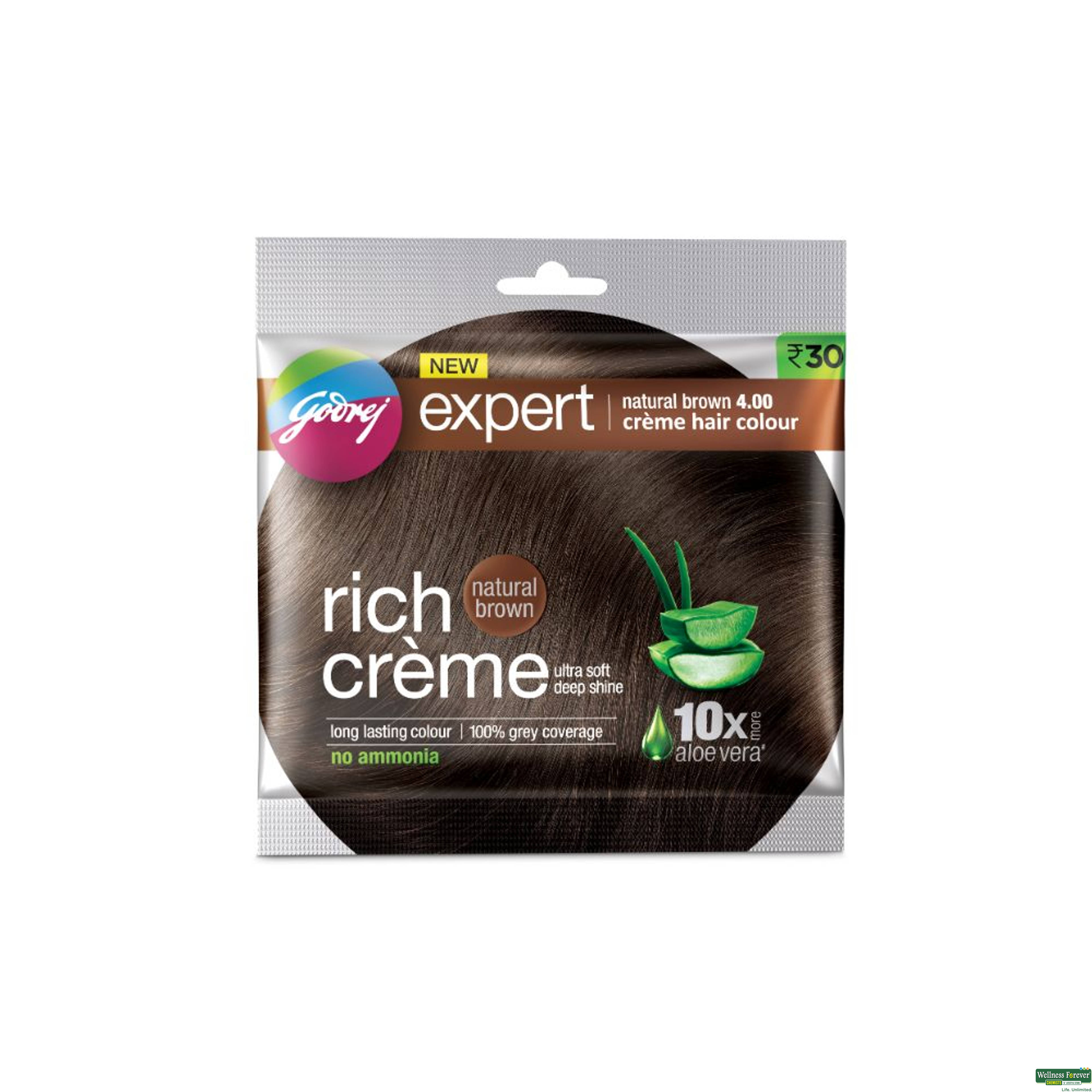 Godreg Expert Rich Creme Hair Colour Shade 4.0 Natural Brown 20g-image