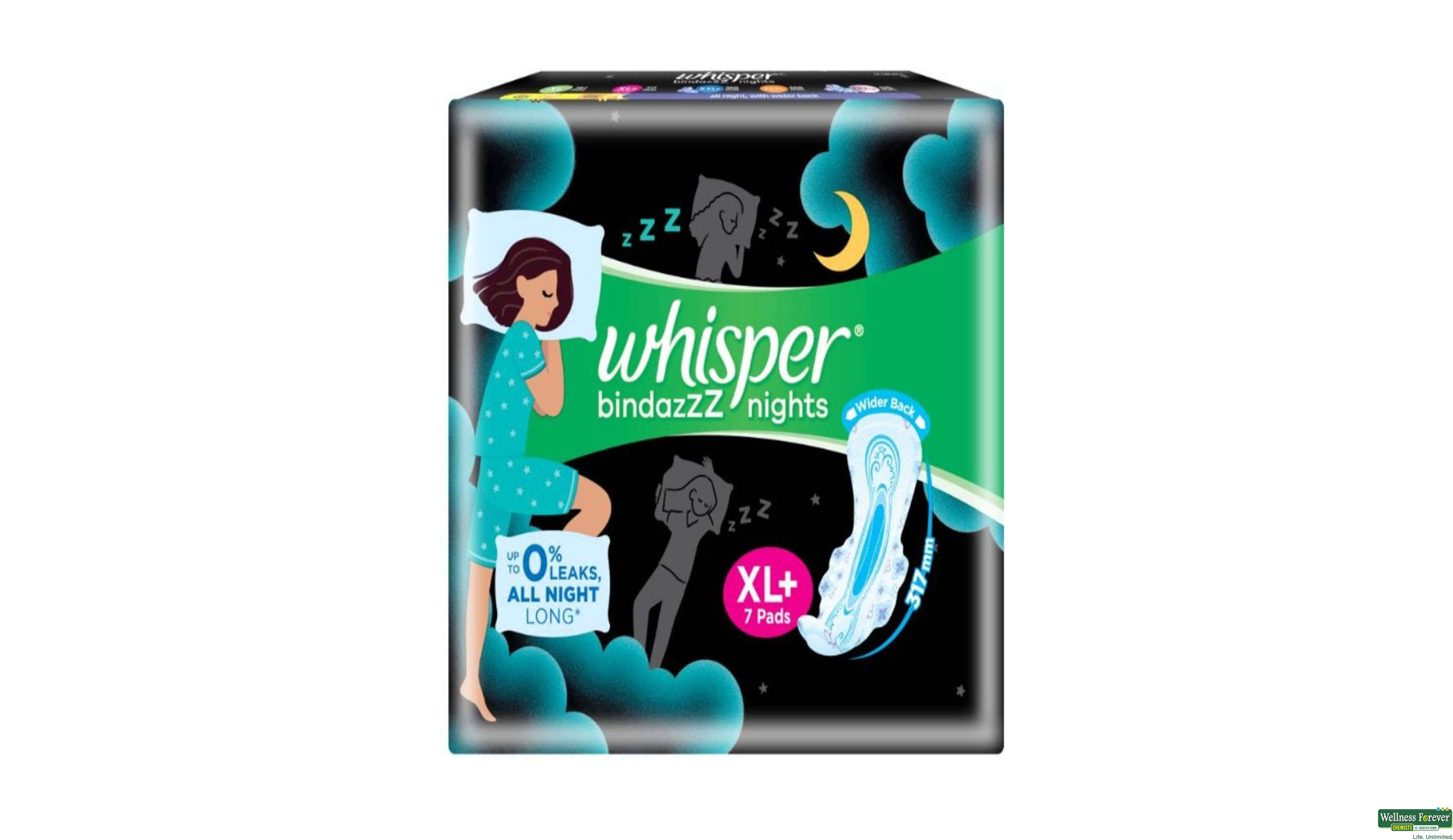 WHISPER SA/PADS ULTRA NIGHT W XL+ 7PC- 1, 7PC, 