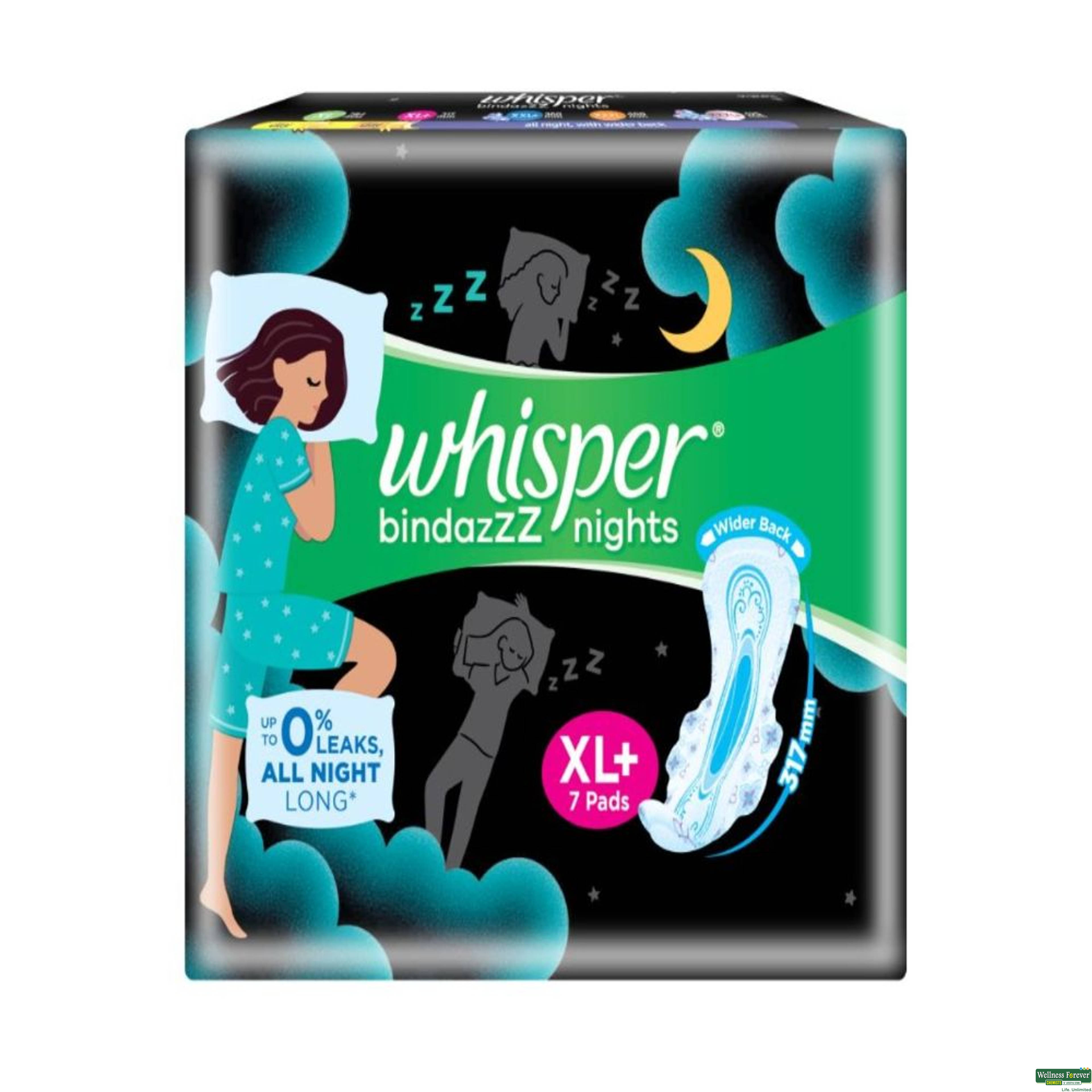 Whisper Sanitary Pads Ultra Night Wings XL+ 7 Pieces-image