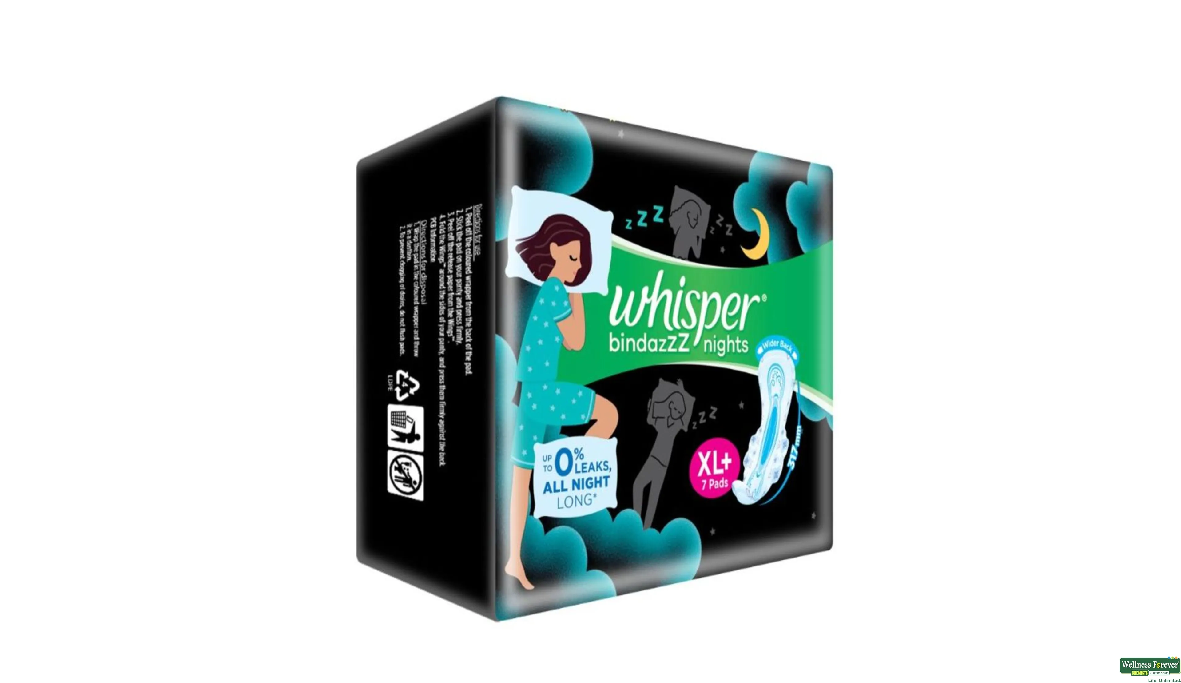 WHISPER SA/PADS ULTRA NIGHT W XL+ 7PC- 3, 7PC, 