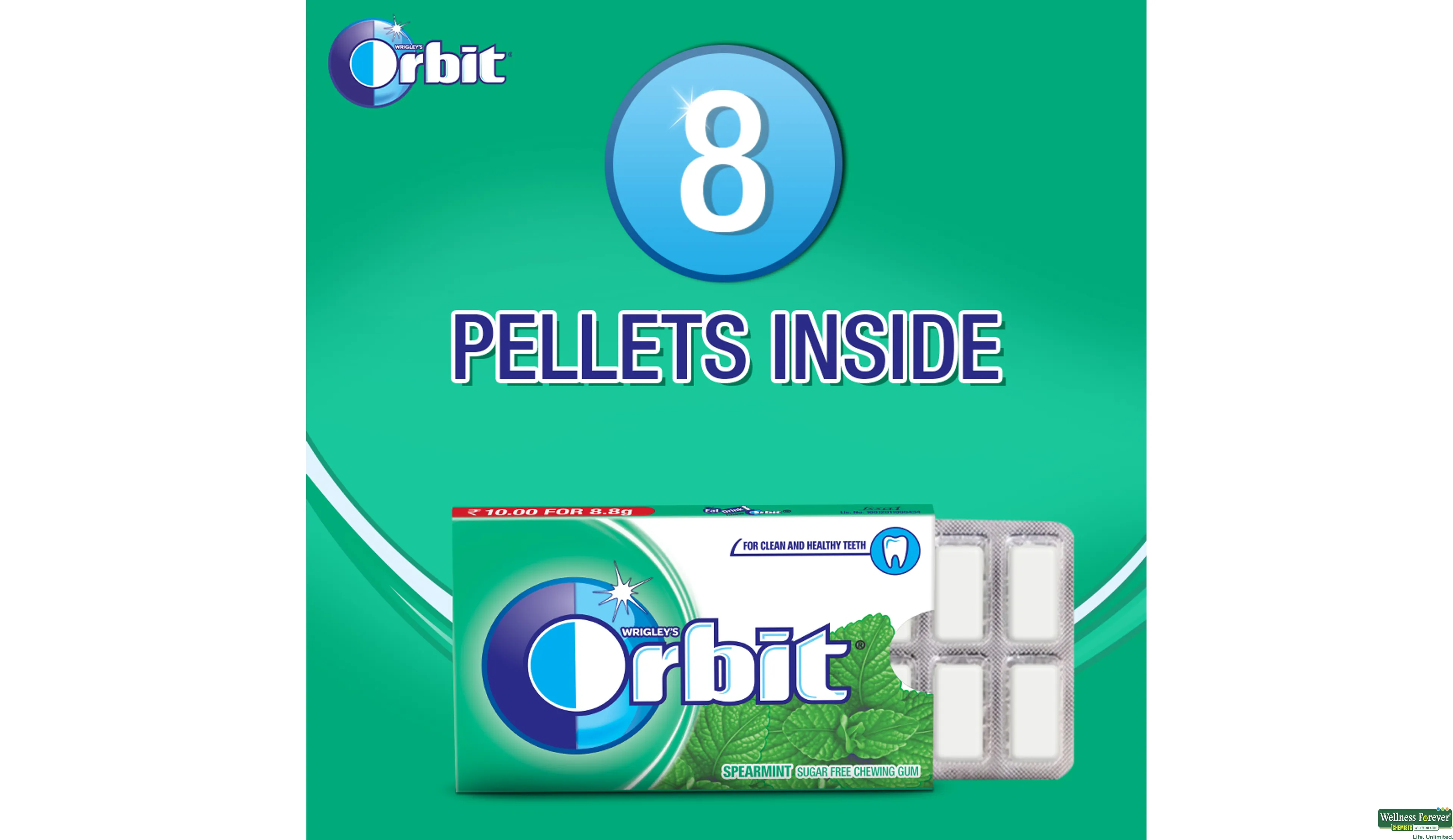 ORBIT SPEARMINT SF 8.8GM- 6, 8.8GM, 