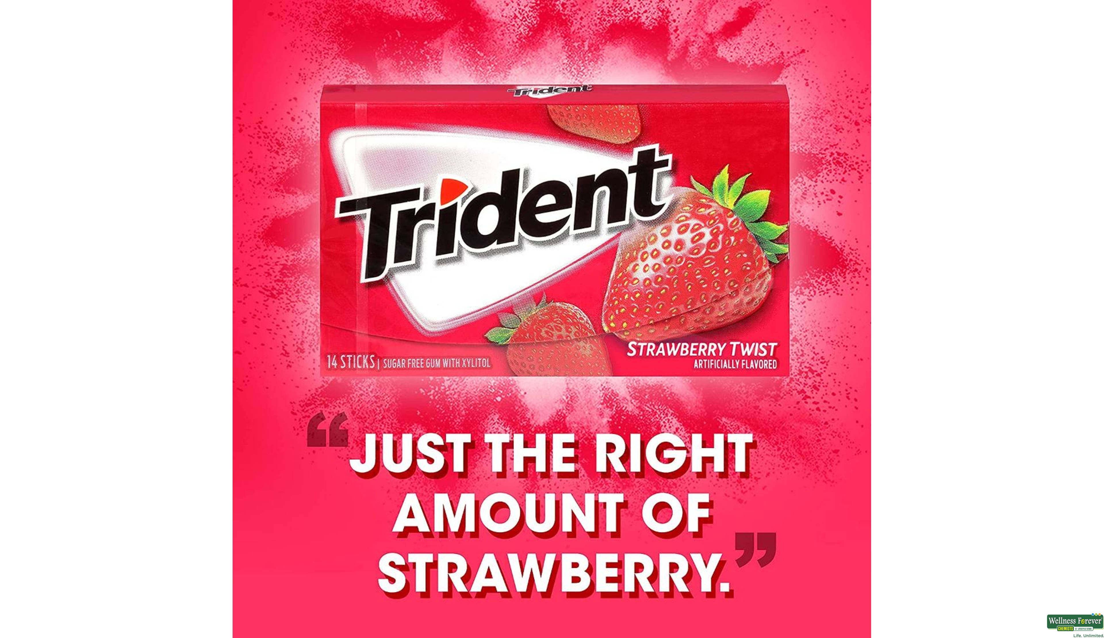 TRIDENT CHEW GUM S/F STRAWBERRY 14PC- 2, 14PC, null