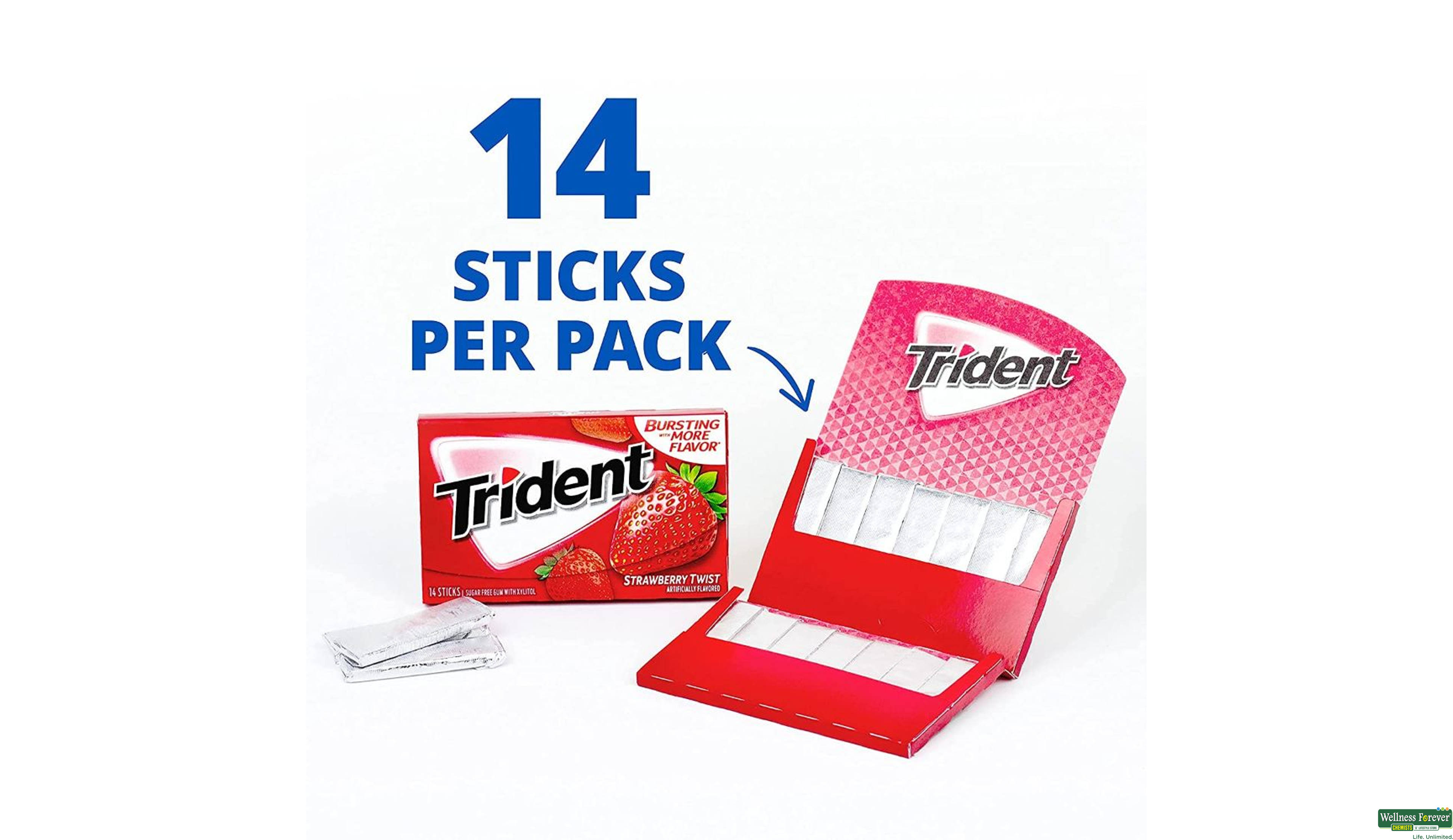 TRIDENT CHEW GUM S/F STRAWBERRY 14PC- 3, 14PC, null