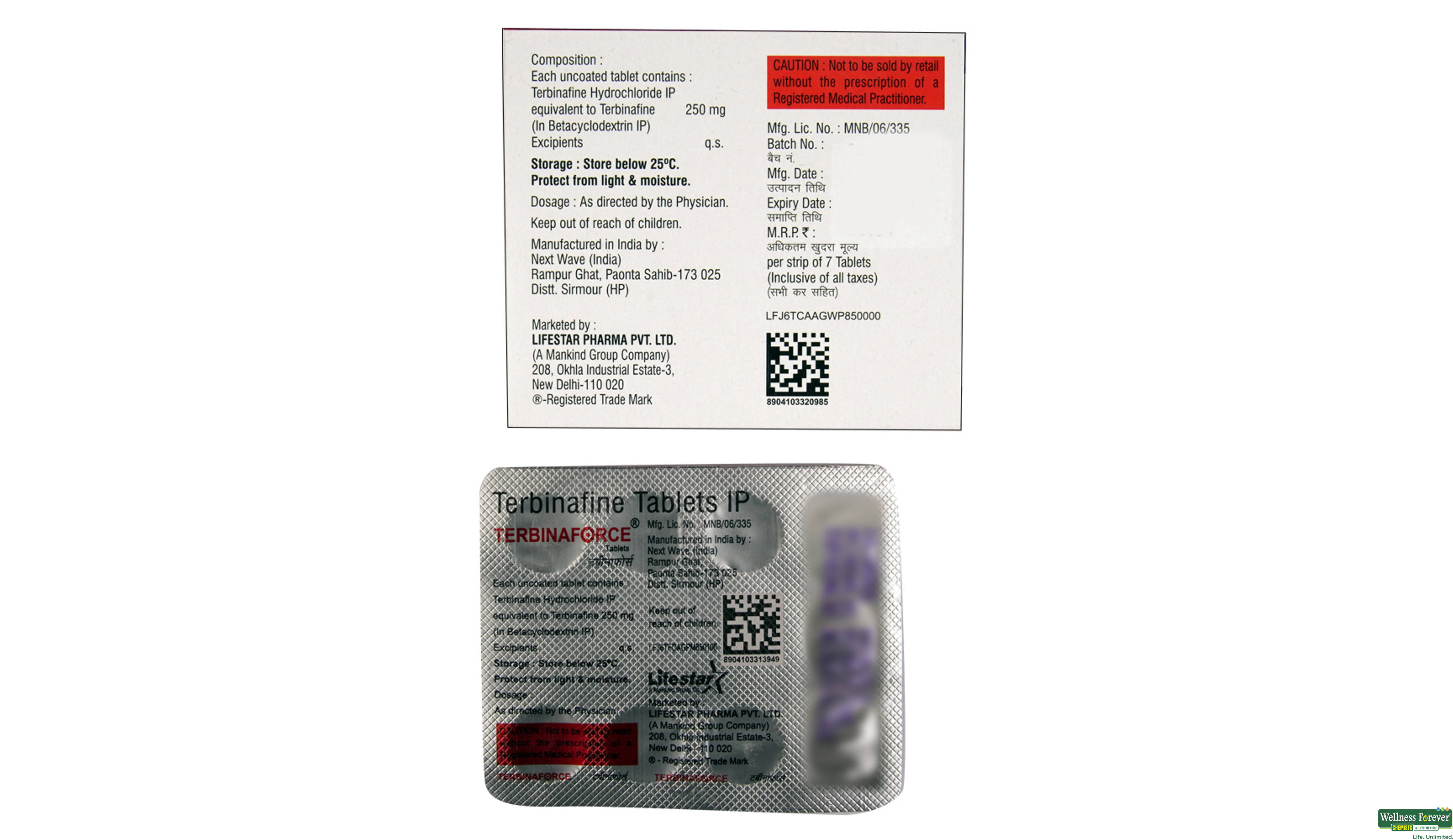 TERBINAFORCE 250 MG 7TAB- 2, 7TAB, 