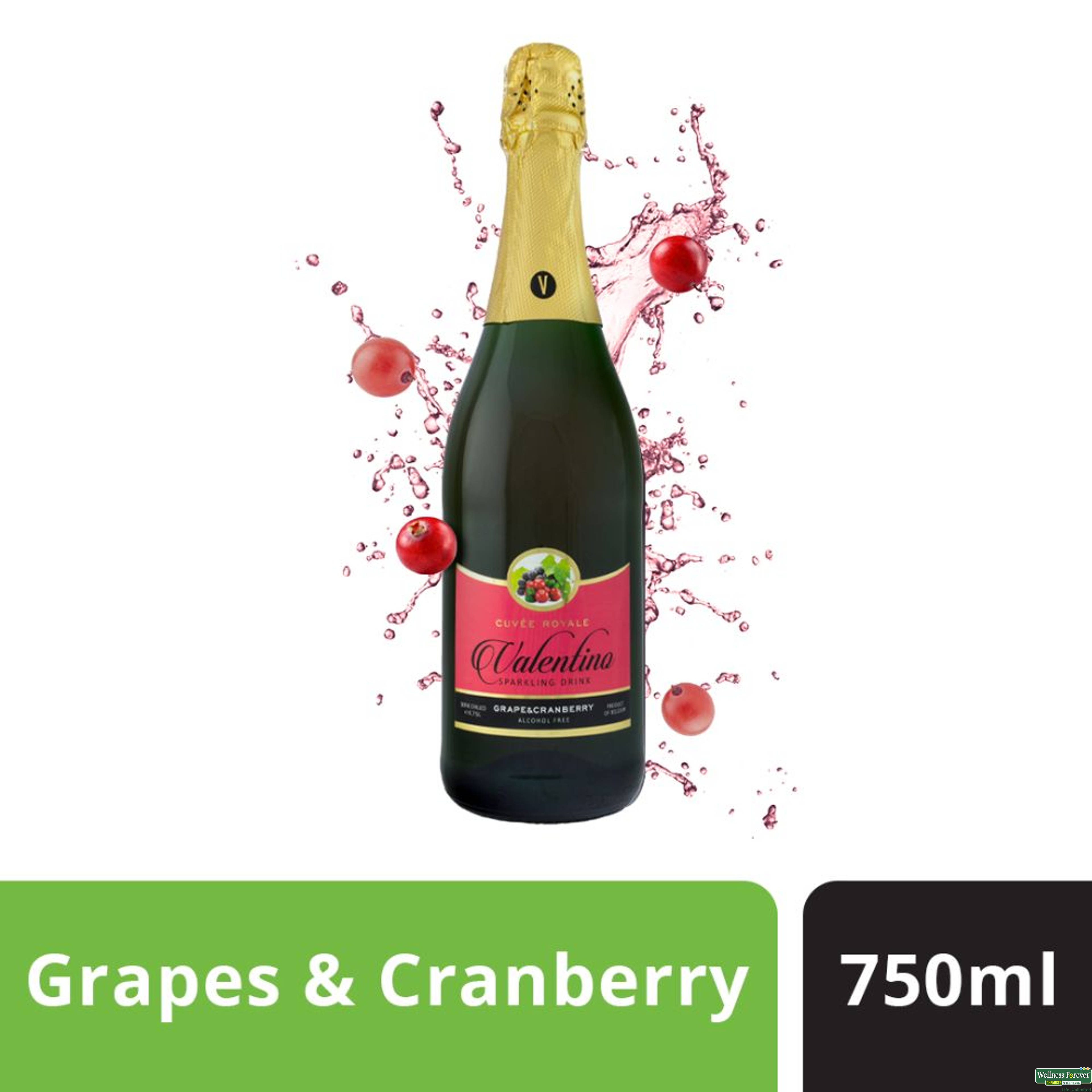 Valentino Sparkling Juice, Grape and Cranberry, 750 ml-image